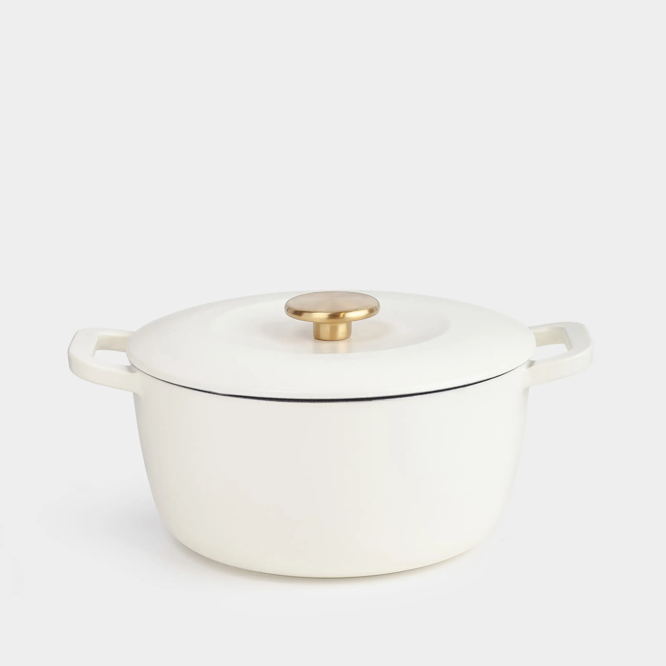 Cauldron, 25 cm, 4 l, with lid, cast iron, milky, Light kitchen