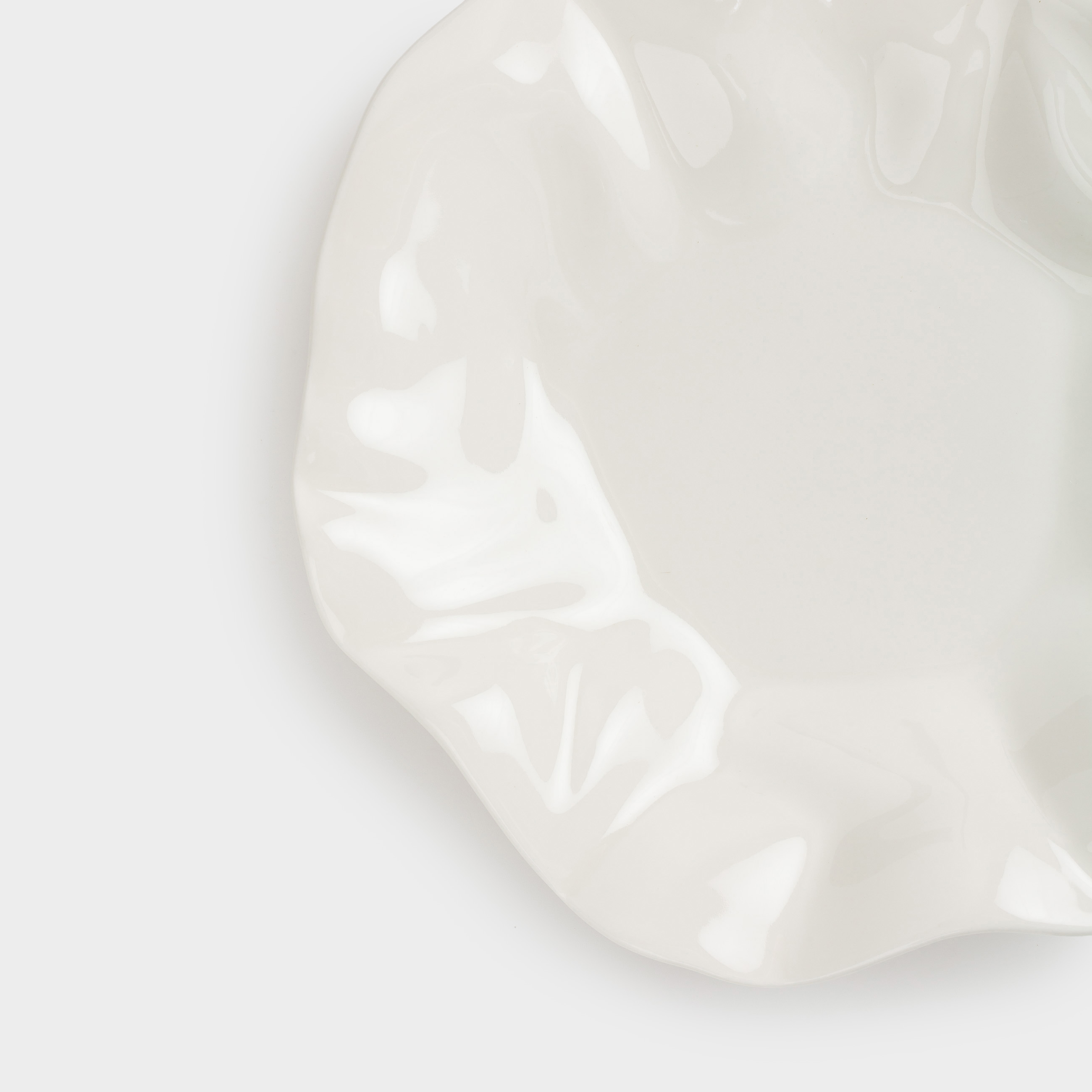 Snack plate, 21 cm, porcelain N, milk, Crumpled effect, Crumple