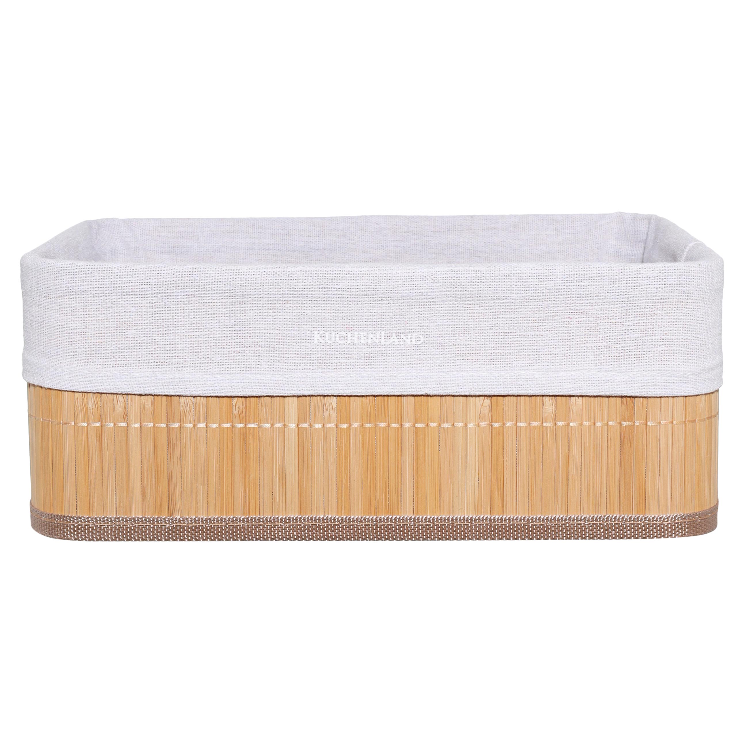 Storage basket, 30x12 cm, bamboo / cotton, rectangular, Beige, Stem, image-0