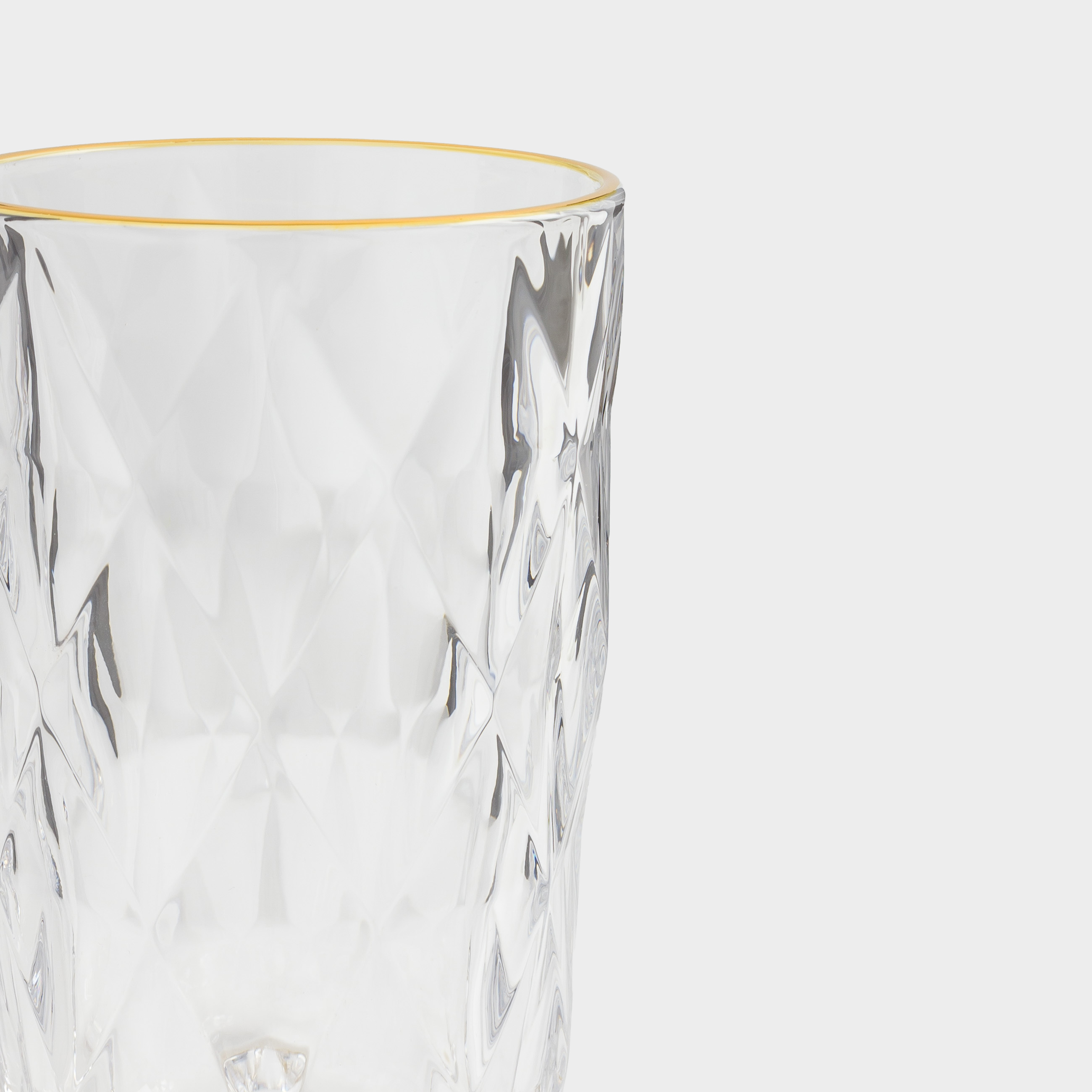 Glass, 12 cm, 340 ml, glass R, with golden edging, Rhomb gold