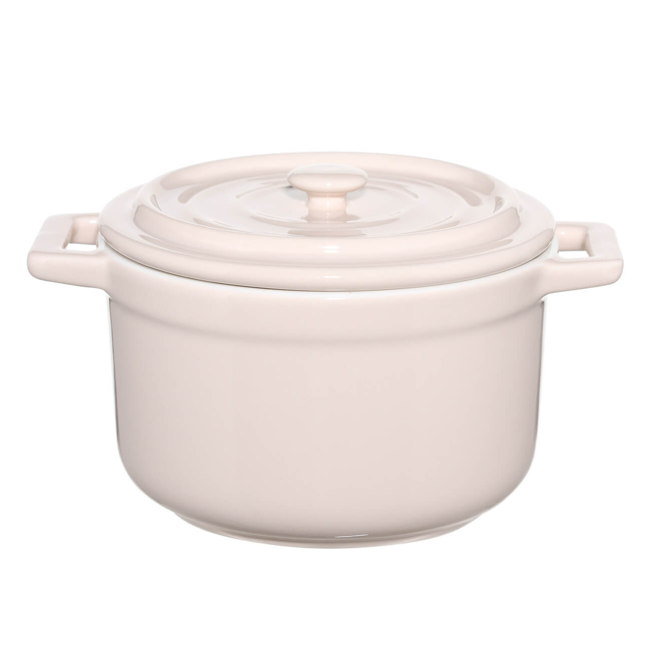 Cocotte, 12 cm, 500 ml, with lid, porcelain P, beige, Bright