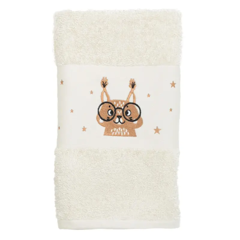 Children's towel, 70x120 cm, cotton, beige, Squirrel, Forest Animals