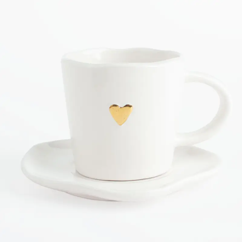 Tea pair, 1 person, 2 items, 250 ml, ceramic, white, Heart, Amour ,image-0