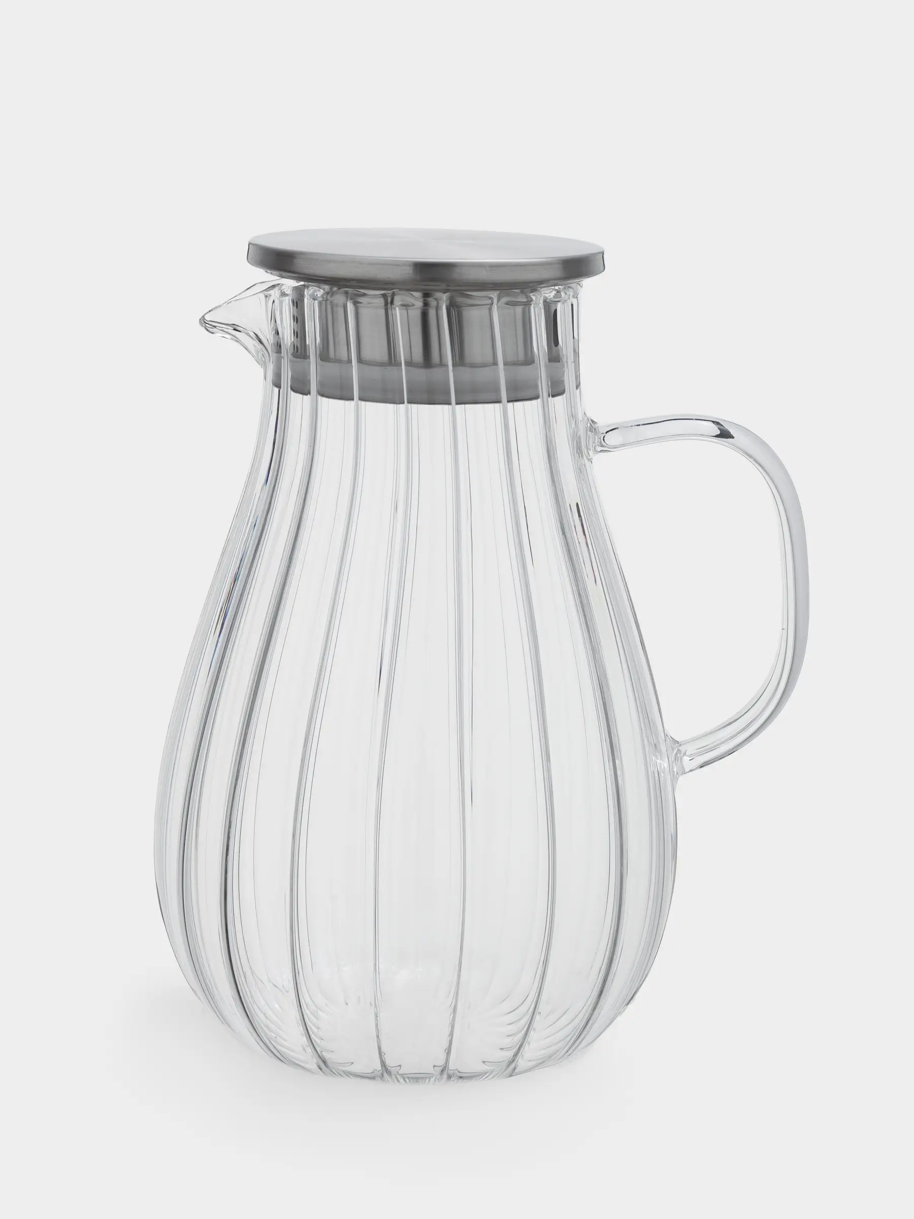 Jug, 1,8 l, with filter cap, used glass / steel, Camellia, image-0