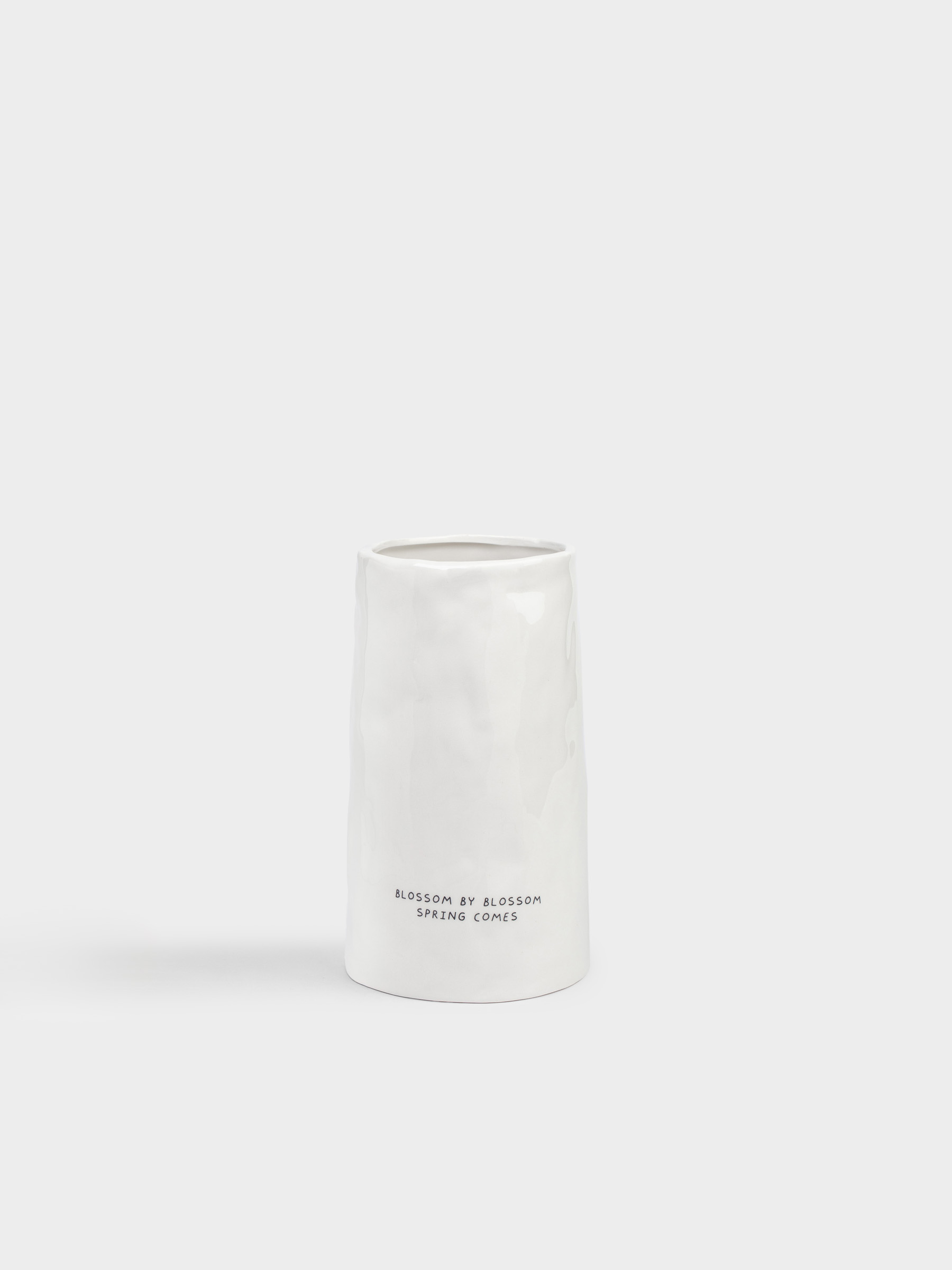 Flower vase, 20 cm, ceramic, milky, Blossom, Crumple font