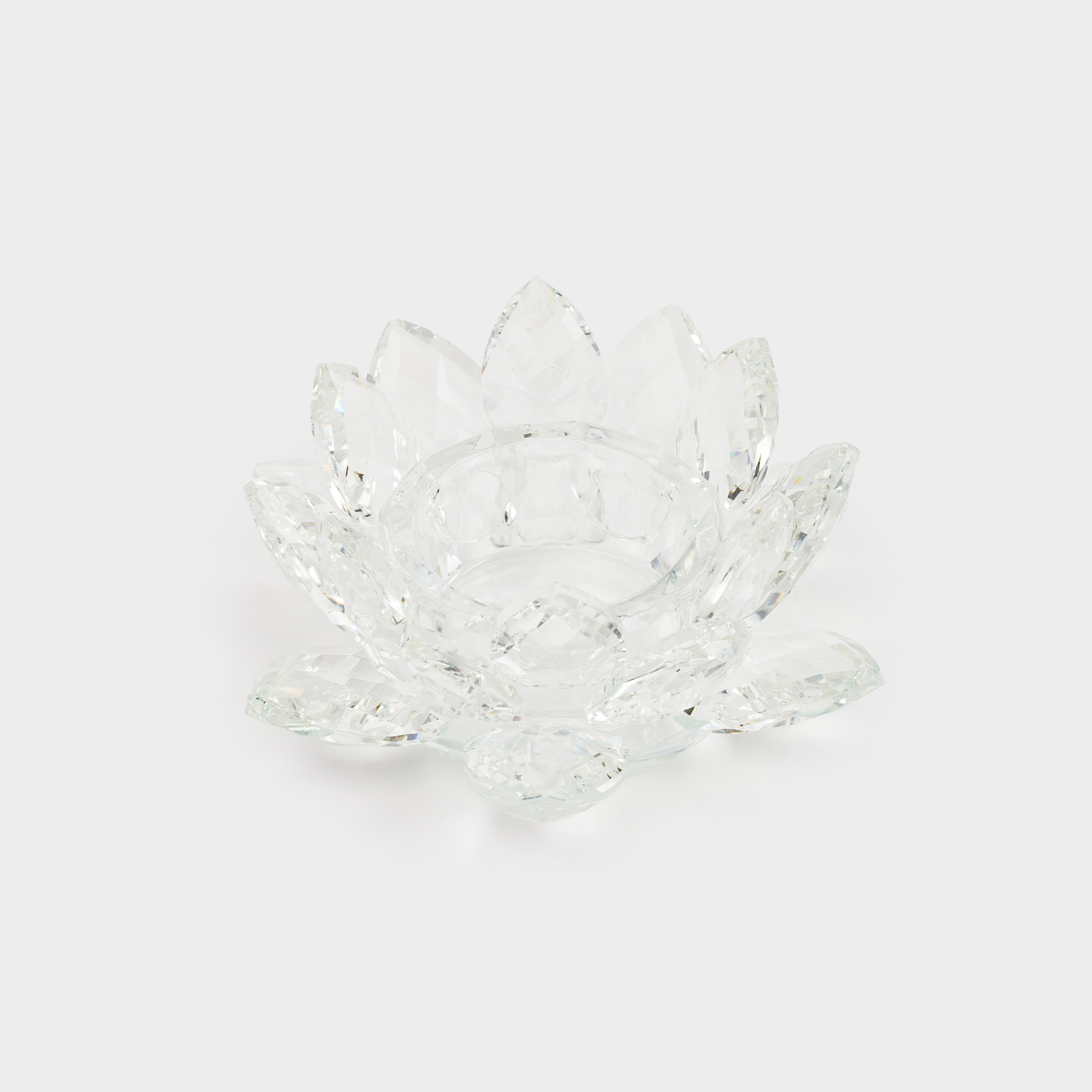 Candlestick, 11 cm, for a tea candle, glass, Flower, Crystal flower