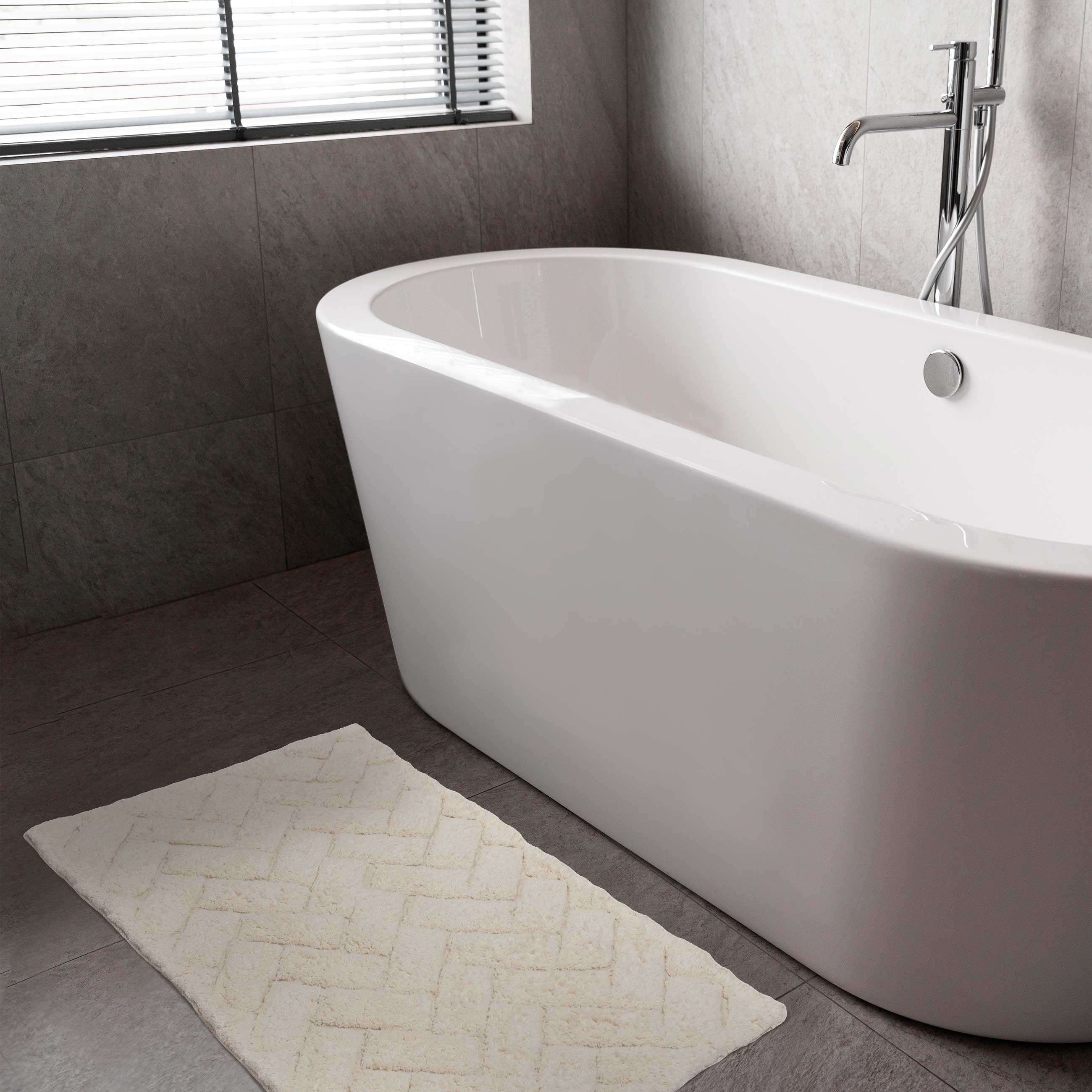 Bathroom mat, 50x80 / 50x50 cm, 2 pcs, Anti-slip, Cotton, Milk, Neutral, image-9