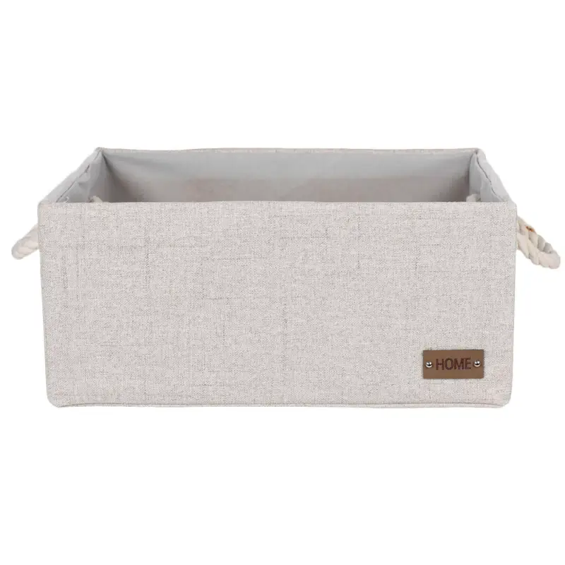 Storage basket, 38x28x17 cm, with handles, polyester, rectangular, Beige, Everyday ,image-0
