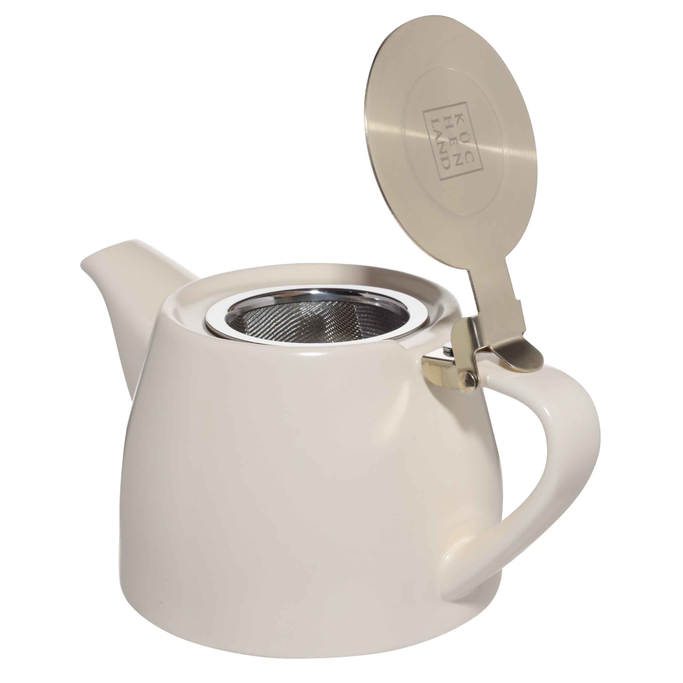 Teapot, 500 ml, ceramic / steel, milky-golden, Kettle ceramo, image-0