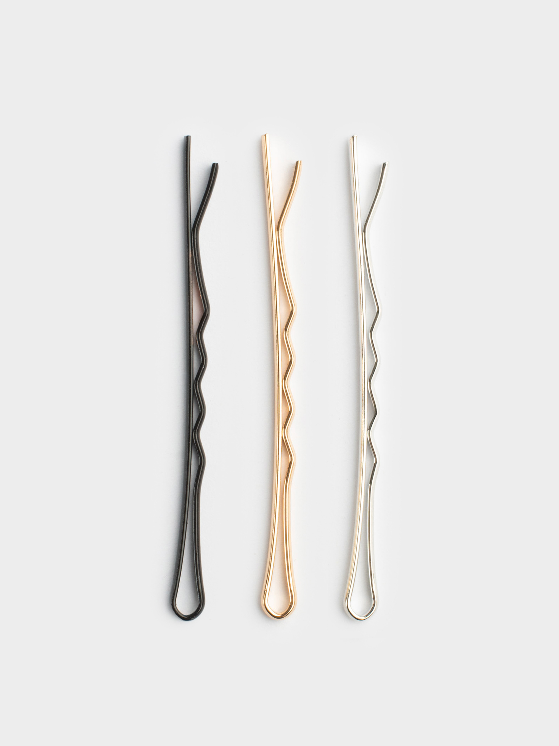Hair clip, 6 cm, 24 pcs, metal, mixed metallic, Invisible, Basic, image-2