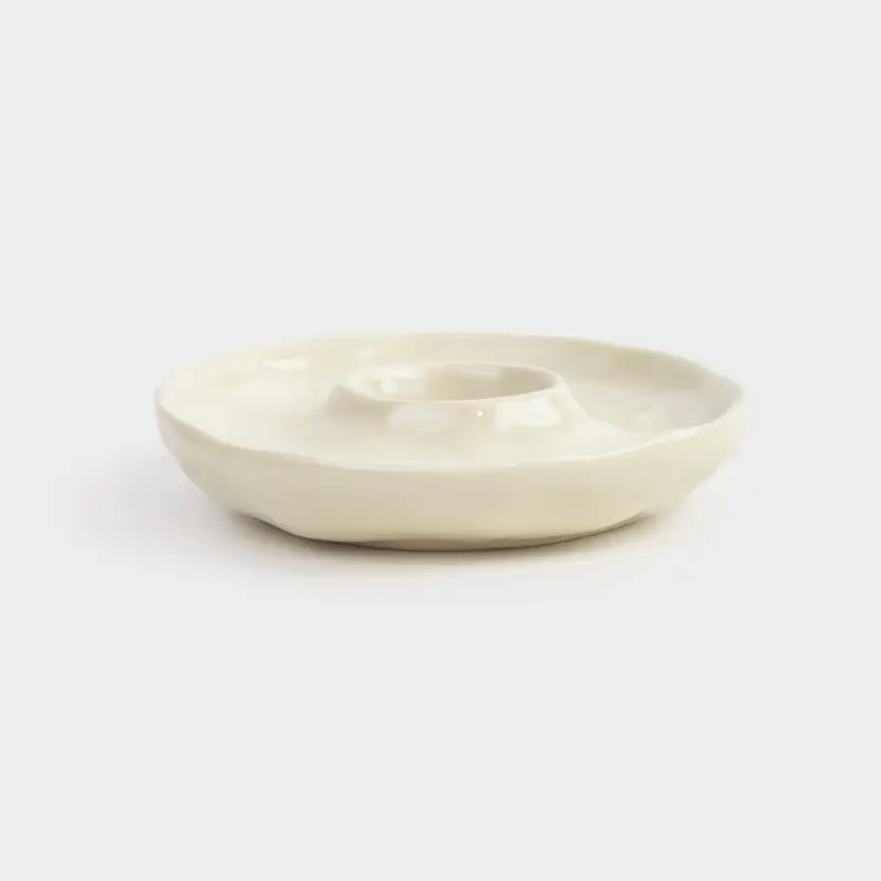 Egg stand, 12 cm, porcelain P, milky, Crumple ,image-0