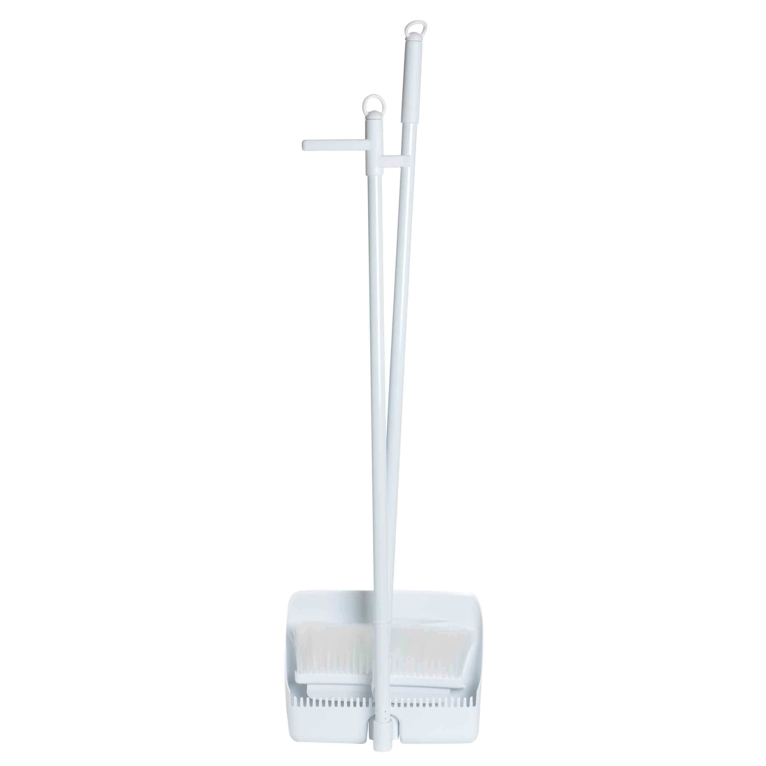 Garbage brush-scraper, with foldable dustpan, 93 cm, plastic / rubber / metal, White, Mop