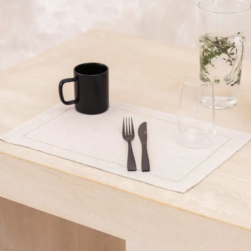 Napkin for appliances, 30x45 cm, polyester, rectangular, silver-cream, Hemstitch