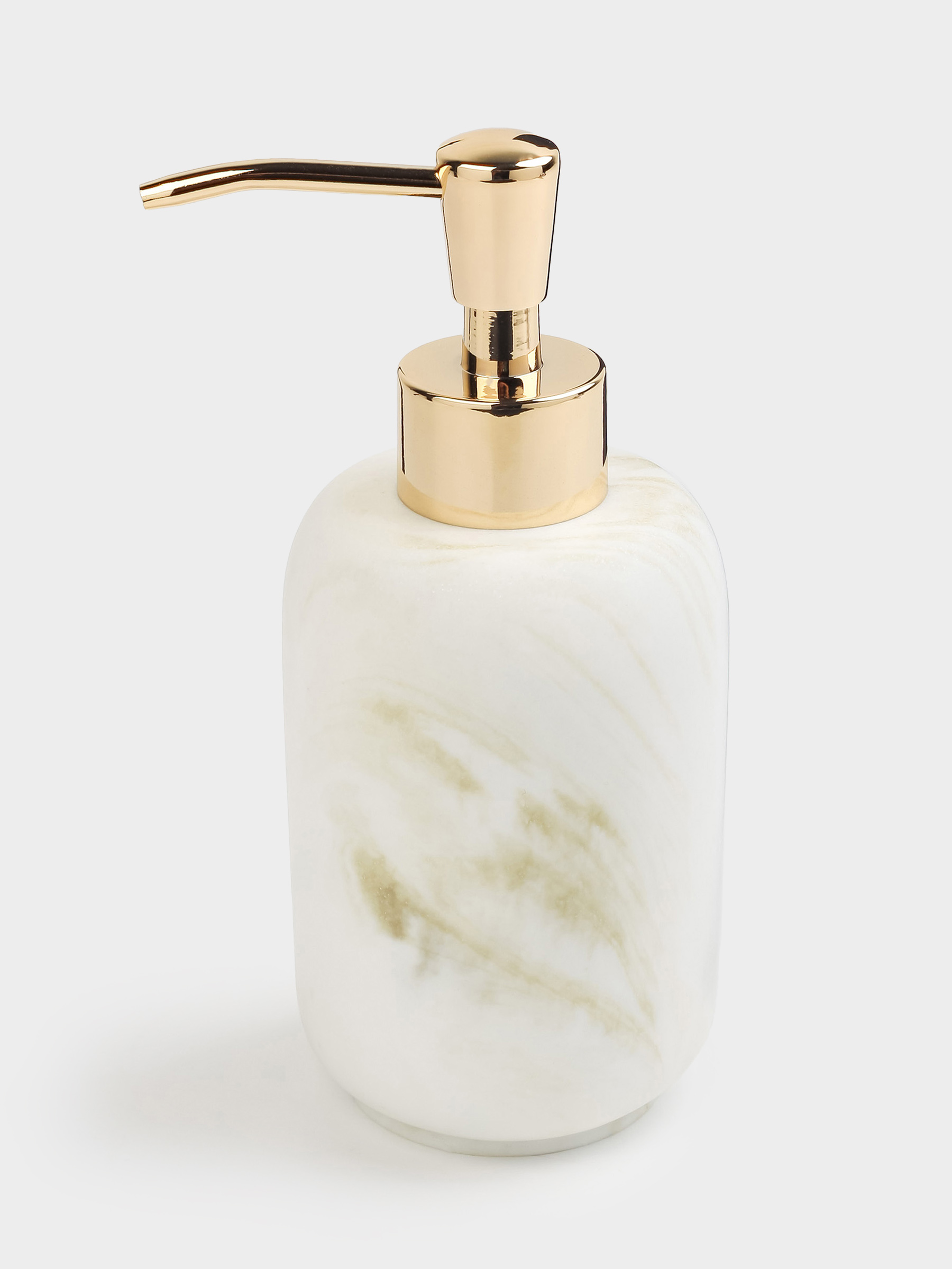 Liquid soap dispenser, 200 ml, polyresin / metal, white-gold, Marble, Dryad