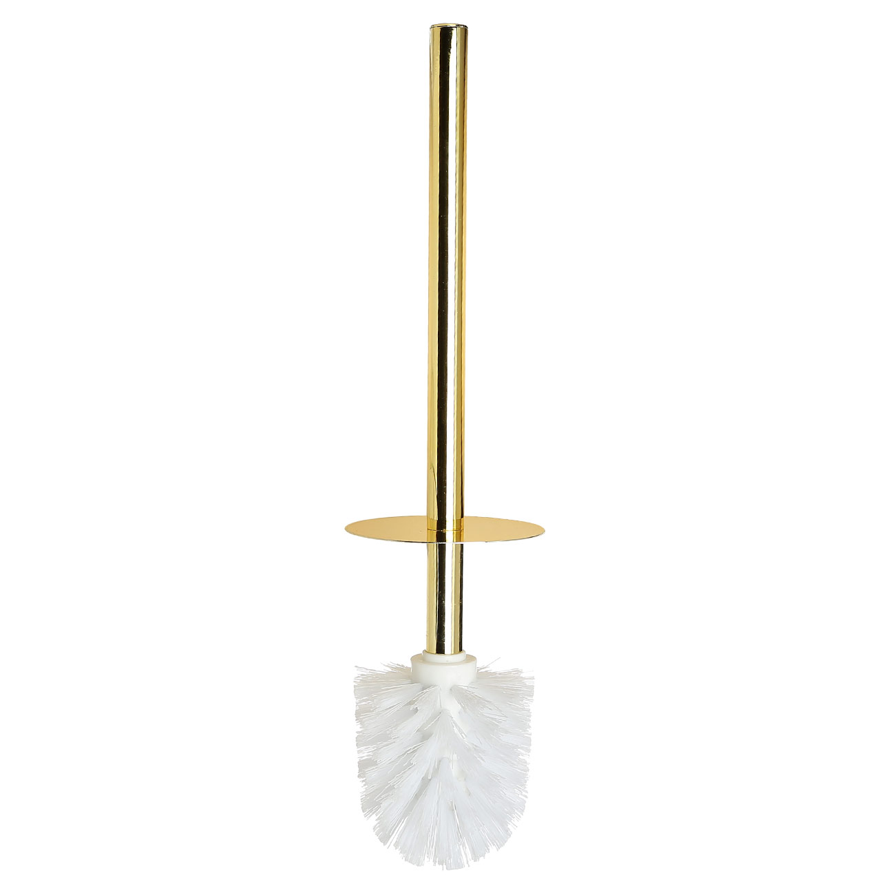 Toilet brush, 26 cm, with stand, plastic / ceramic, white and gold, Freya