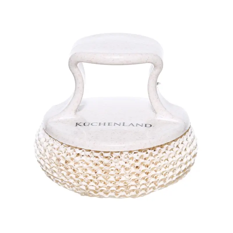 Cleaning sponge, 8 cm, with short holder, vegetable fiber / plastic, beige, Clean ,image-0