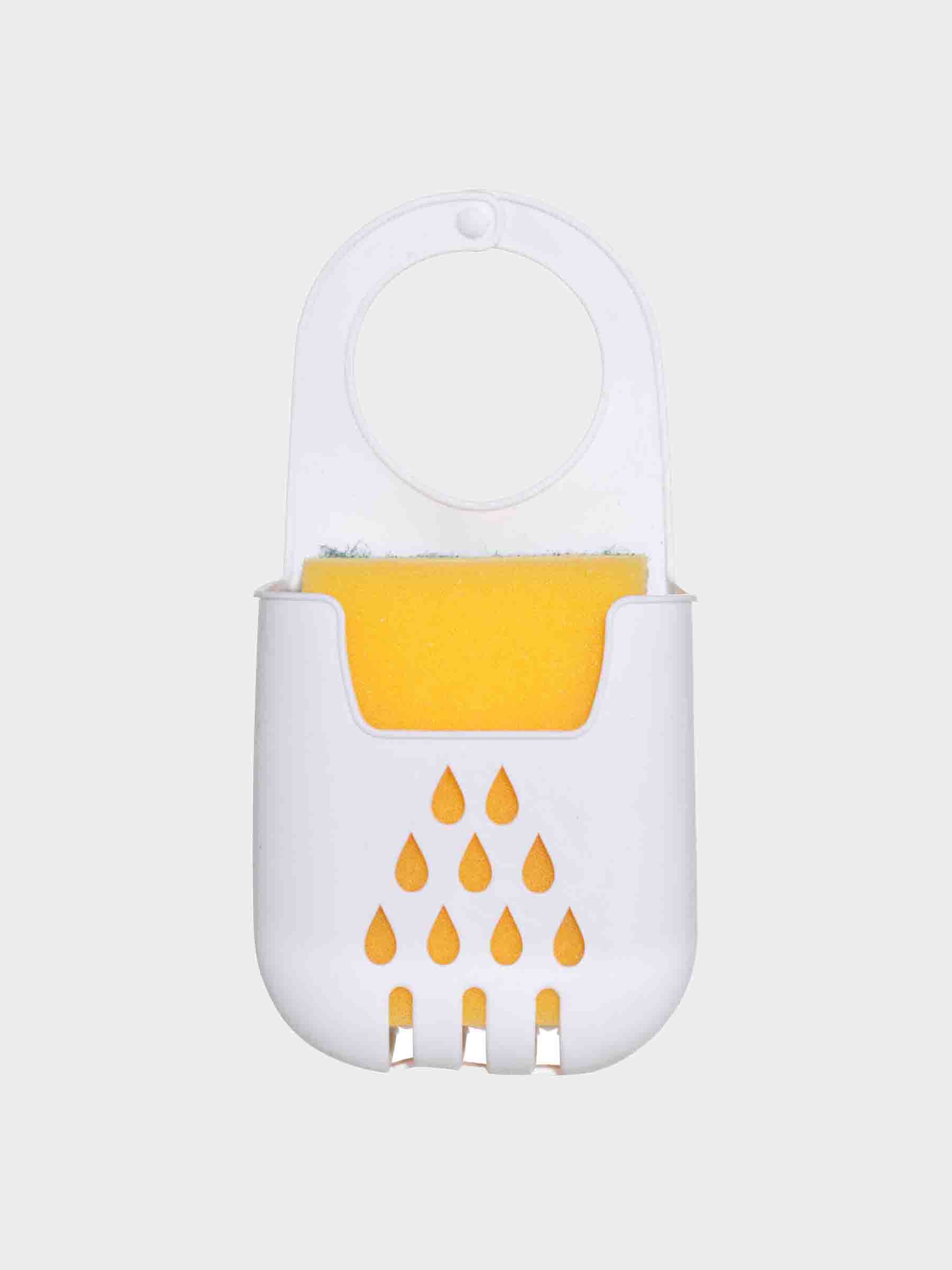 Kitchen sponge holder, 18x9 cm, Hanging, Rubber, White, Drops, Keeping, image-0