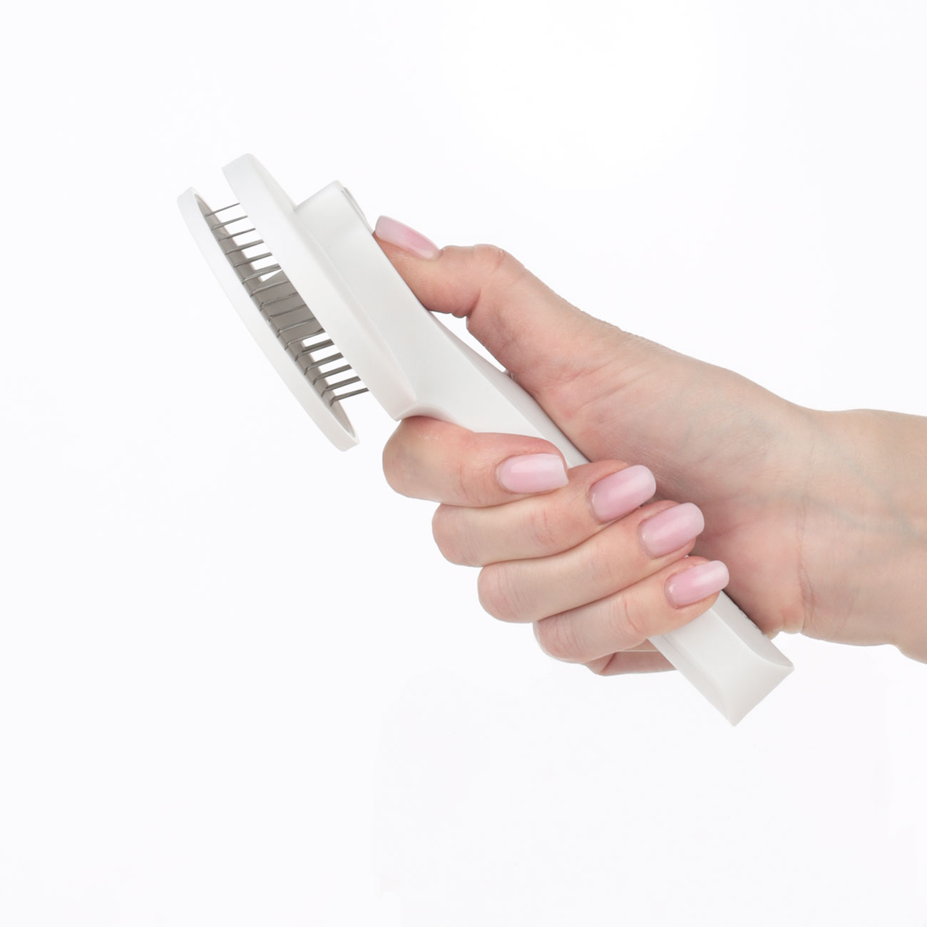 Pet hair comb, 18 cm, Self-cleaning, plastic / steel, White-gray, Ears, Pet, image-5