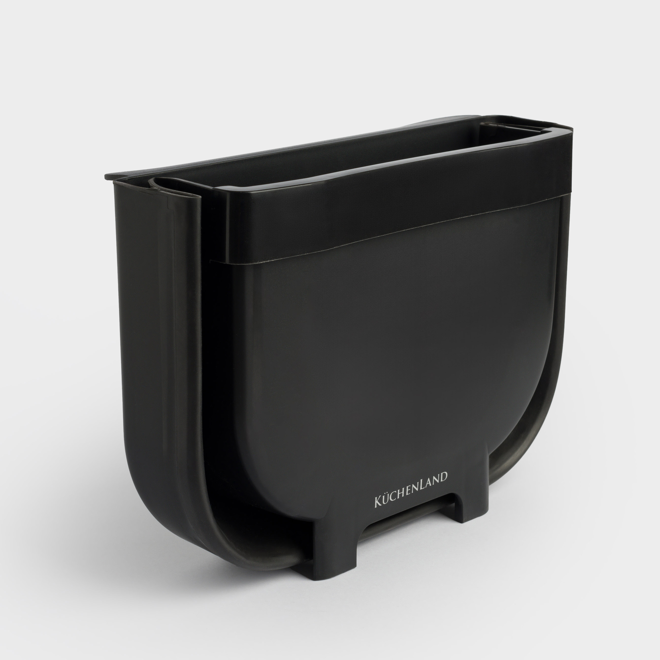 Garbage bucket, 4 L, folding, hanging, plastic / rubber, black, Foldaway black