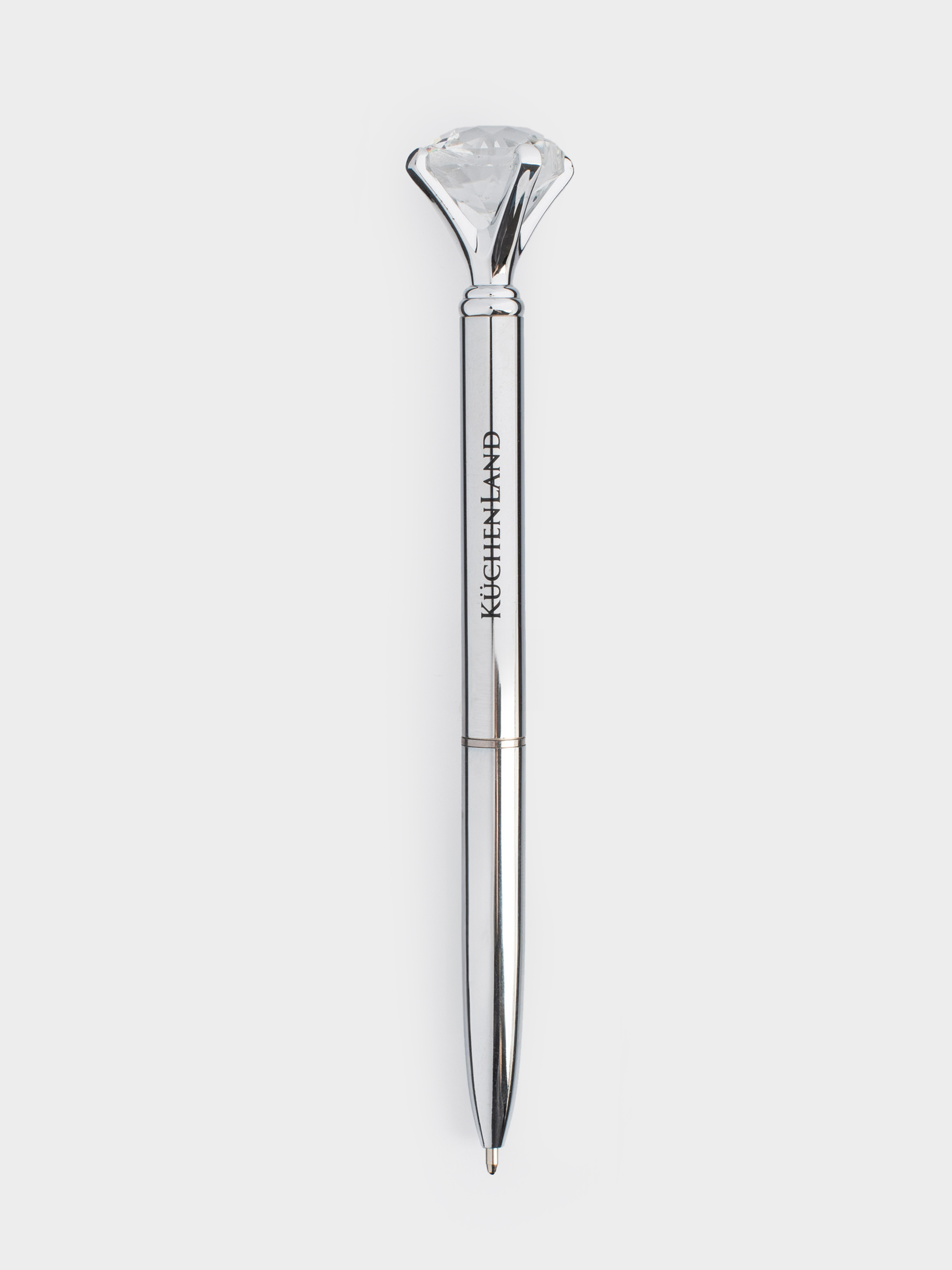 Ballpoint pen, 14 cm, with a figure, steel, silver, Crystal, Draw figure, image-1