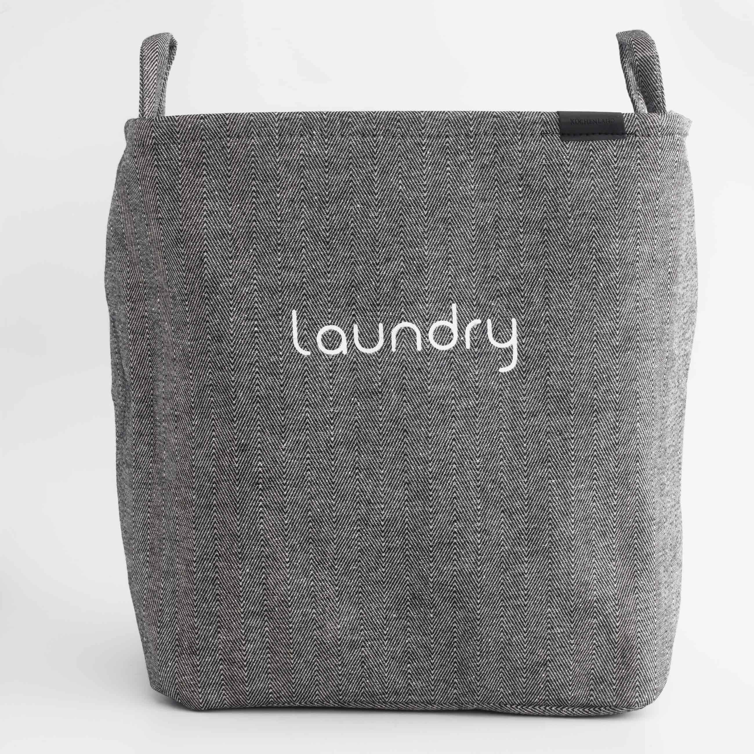 Laundry storage bag, 35x25x40 cm, with handles, polyester, rectangular, Grey, Navy