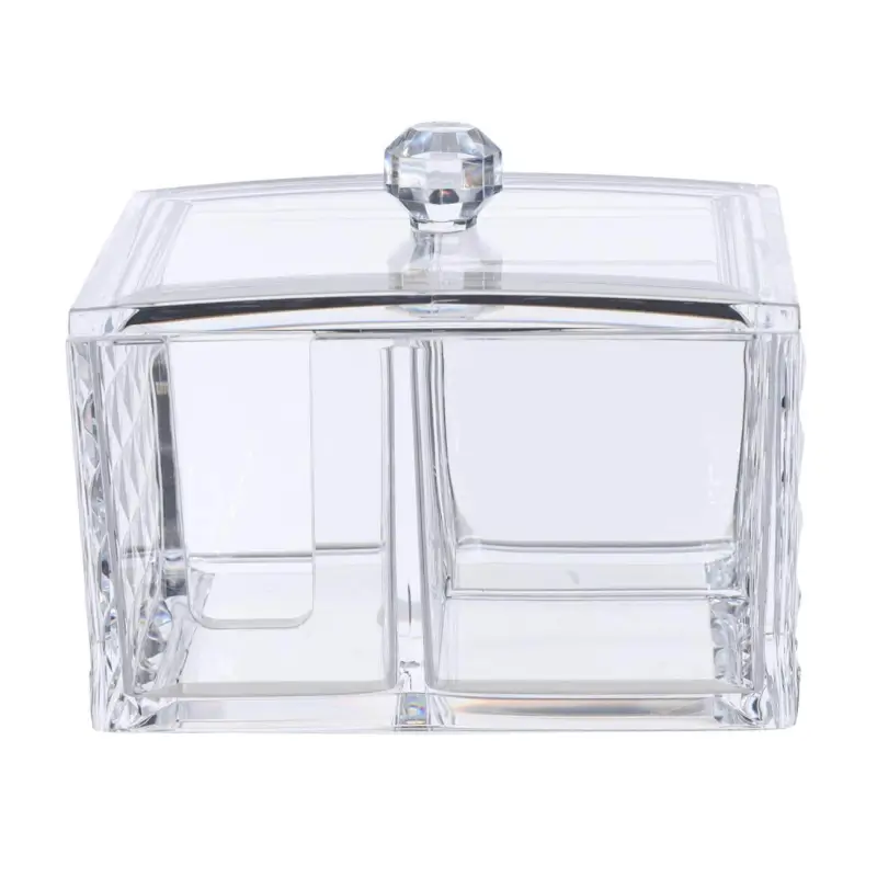 Container for cotton pads/sticks, 14x10 cm, 3 units, with lid, plastic, Kandy