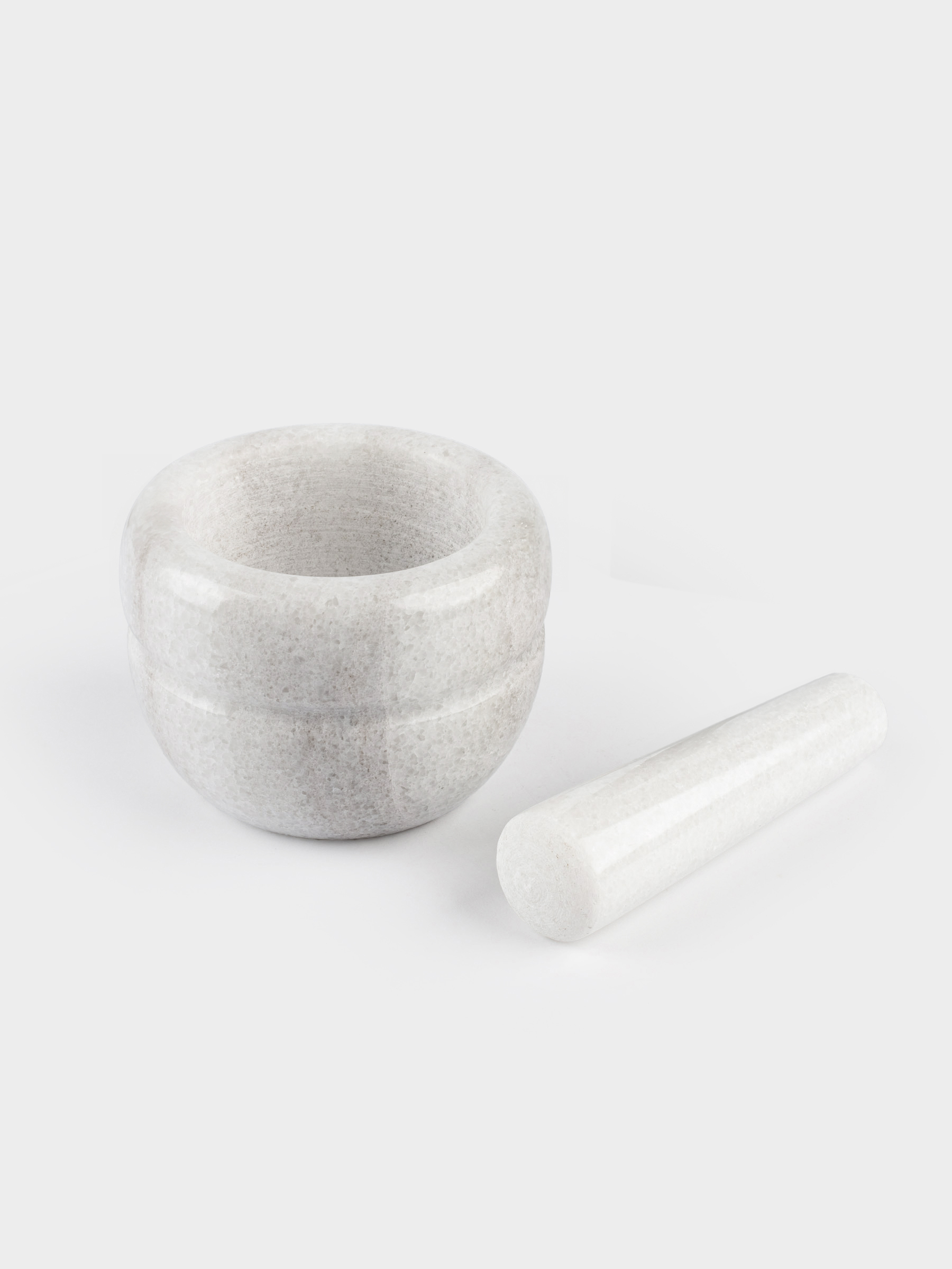 Spice mortar, 10 cm, with pestle, Marble, White, Stripe, Marble, image-5