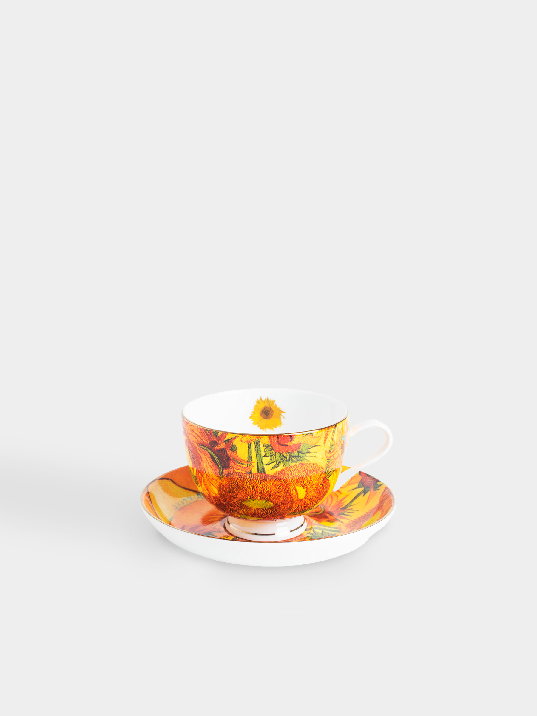 Tea pair, 1 person, 2 items, 210 ml, porcelain F, Sunflowers, Van Gogh, Art sunflowers, image-0