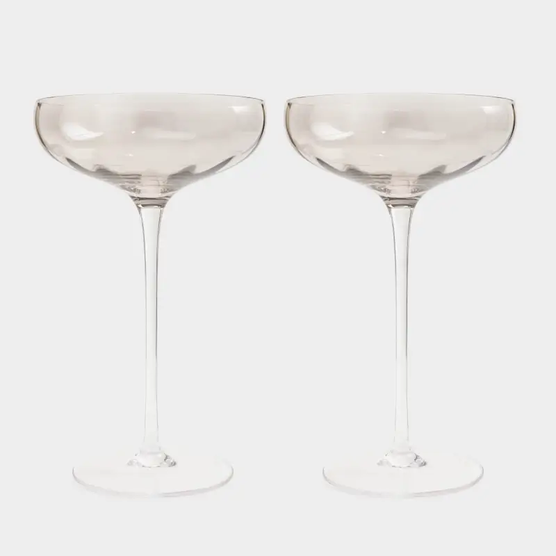 Champagne coupe glass, 220 ml, 2 pcs, glass, grey, Filo R color