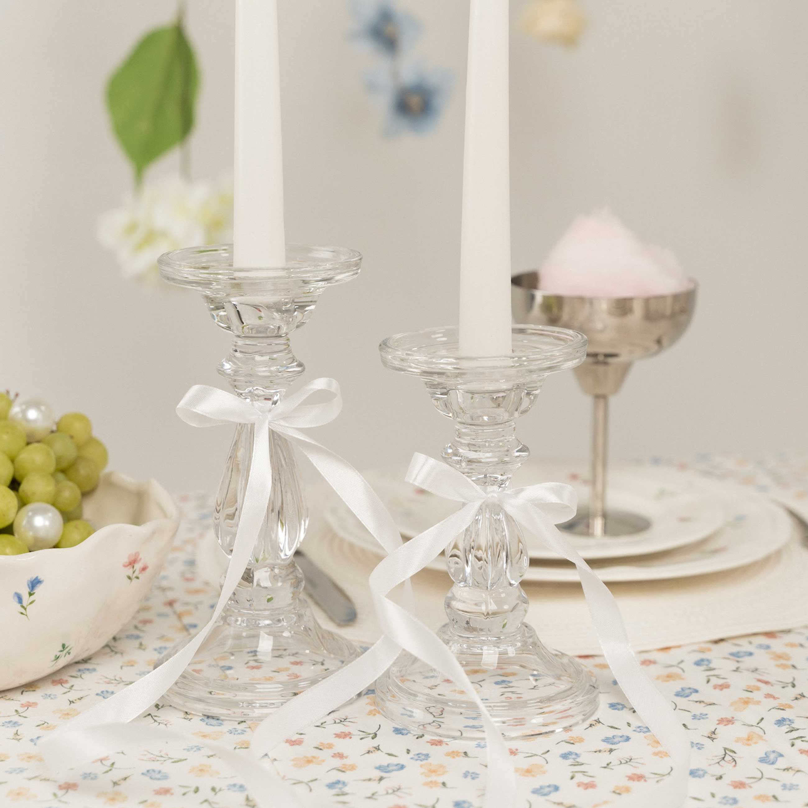 Candle holder, 19 cm, for one candle, on a leg, glass, Glorious