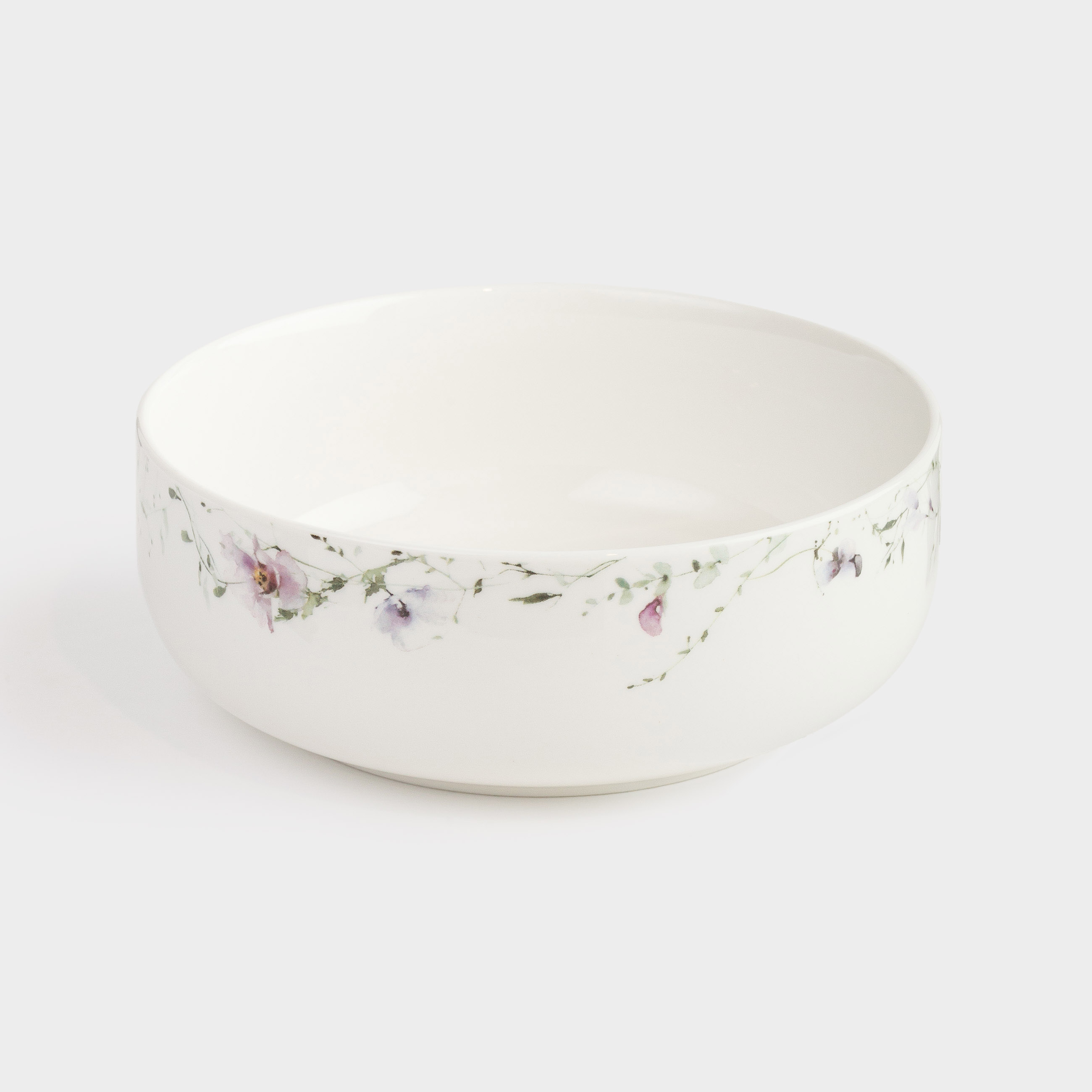Salad bowl, 16x6 cm, 700 ml, porcelain N, white, Lilac flowers, Floret
