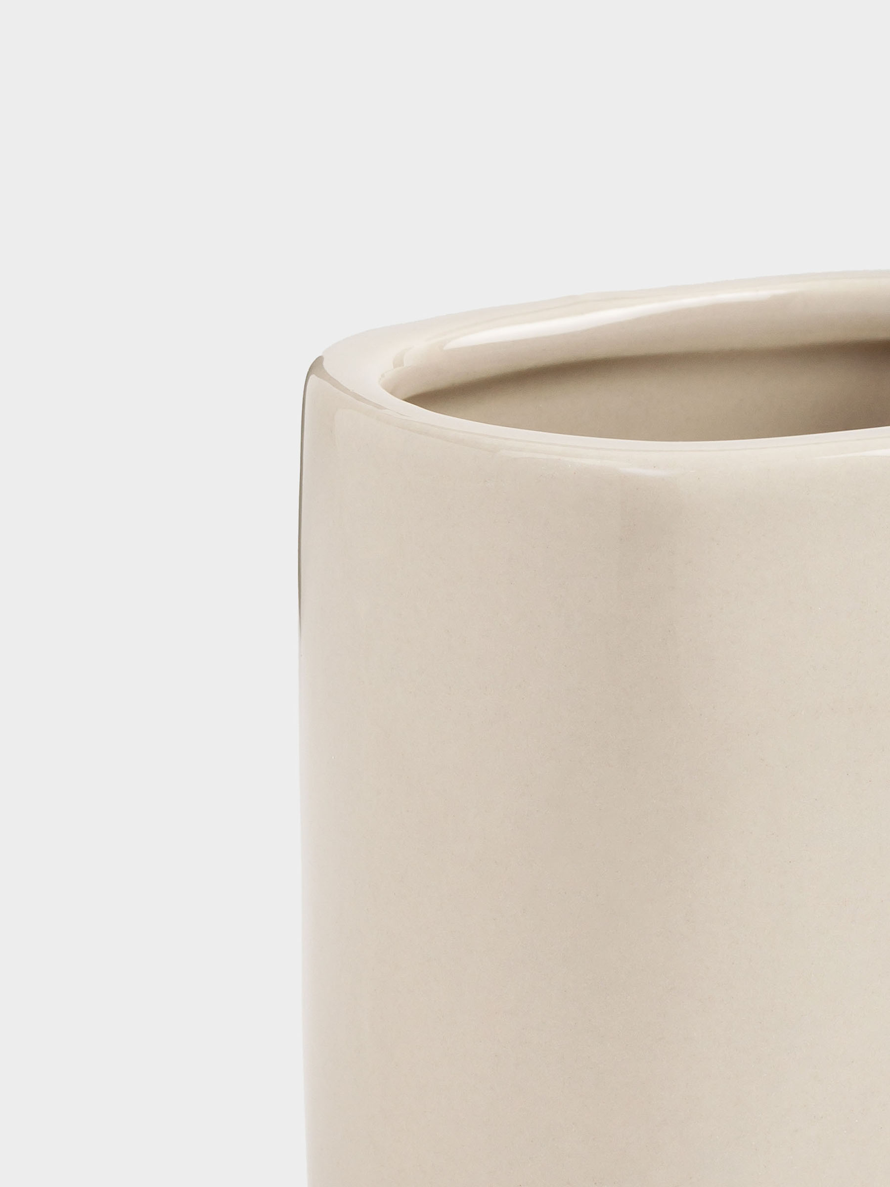 Toothbrush cup, 10 cm, ceramic, beige, Nira, image-2
