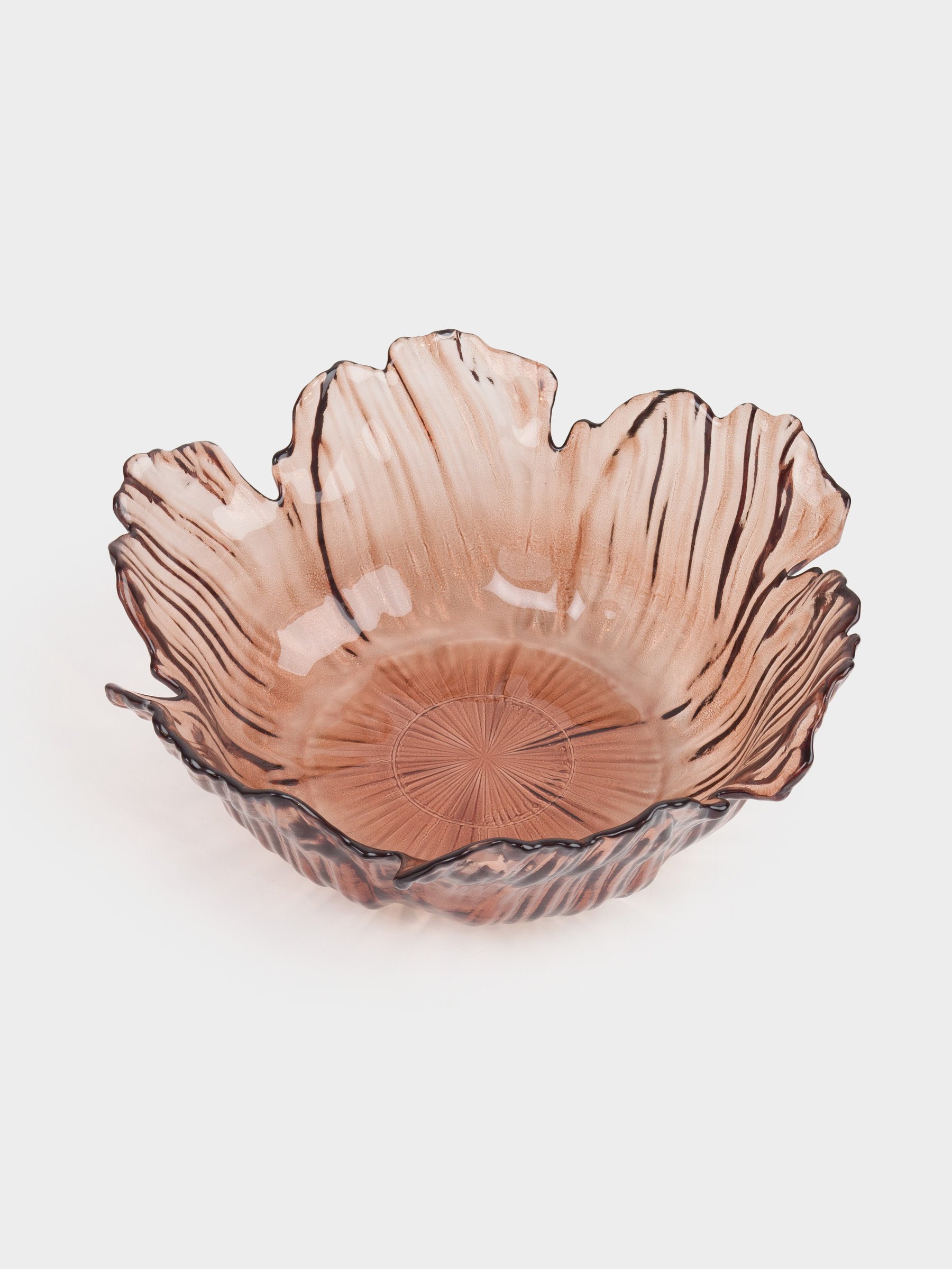 Salad bowl, 23x9 cm, 900 ml, glass, brown, Flower, Sahara, image-1