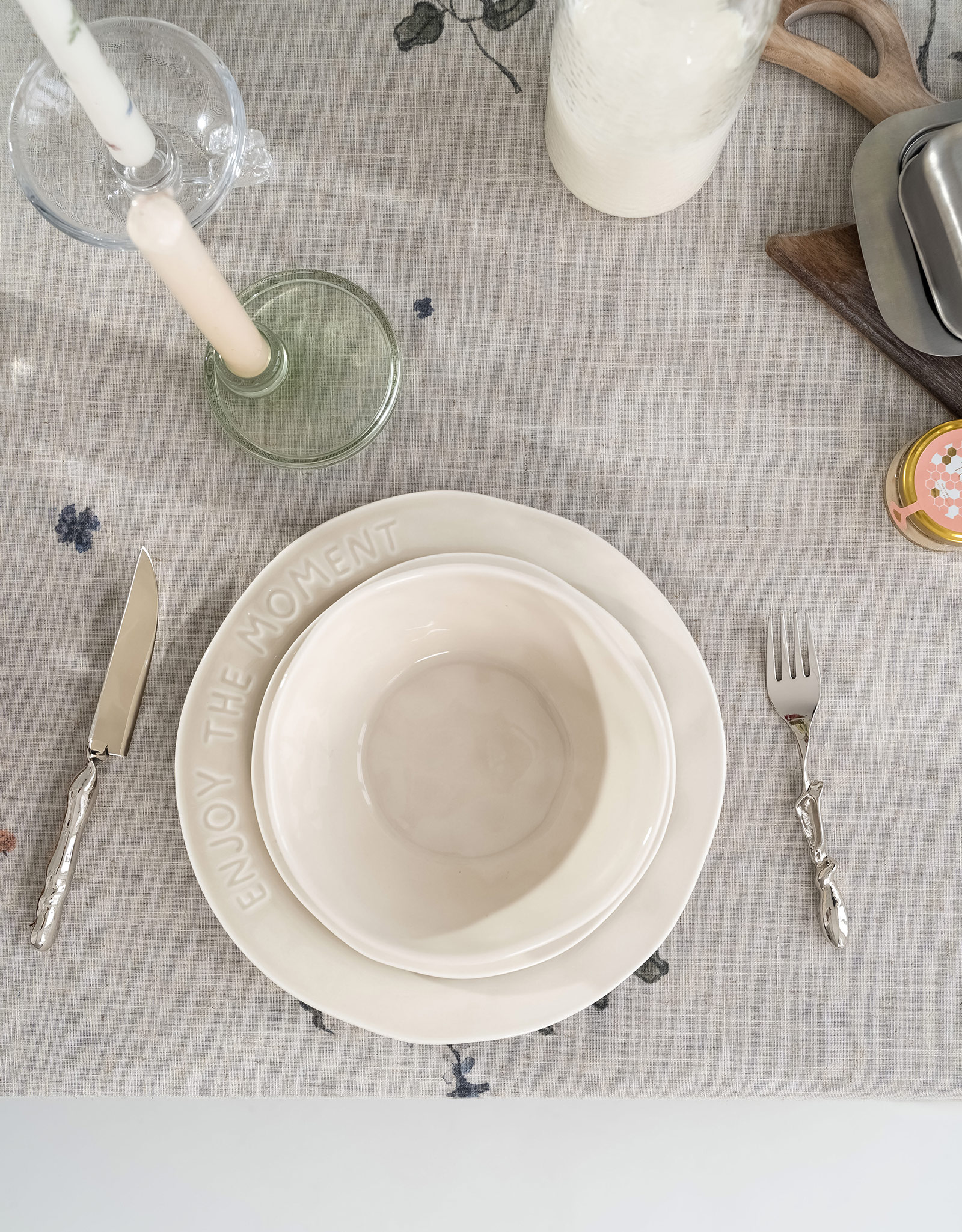 Tablecloth, 170x250 cm, polyester / linen, milky, Flowers and butterflies, Tiny flower, image-5