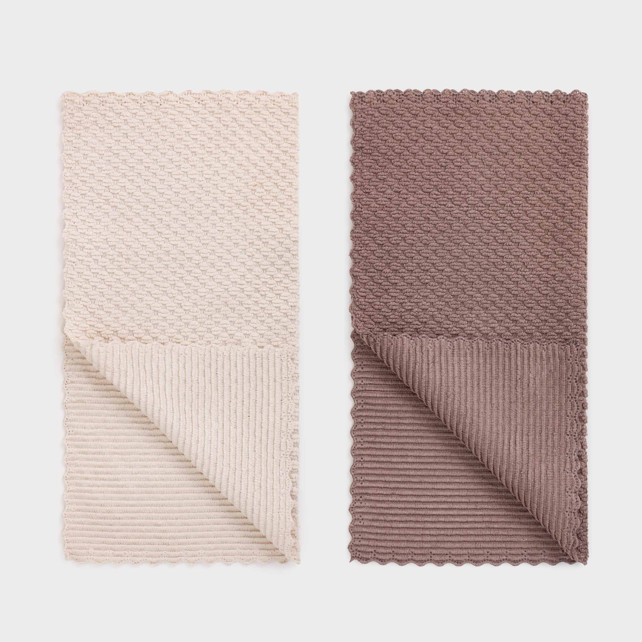 Kitchen cloth, 30x30 cm, 2 pcs, microfiber, brown / cream, Grain, Clean