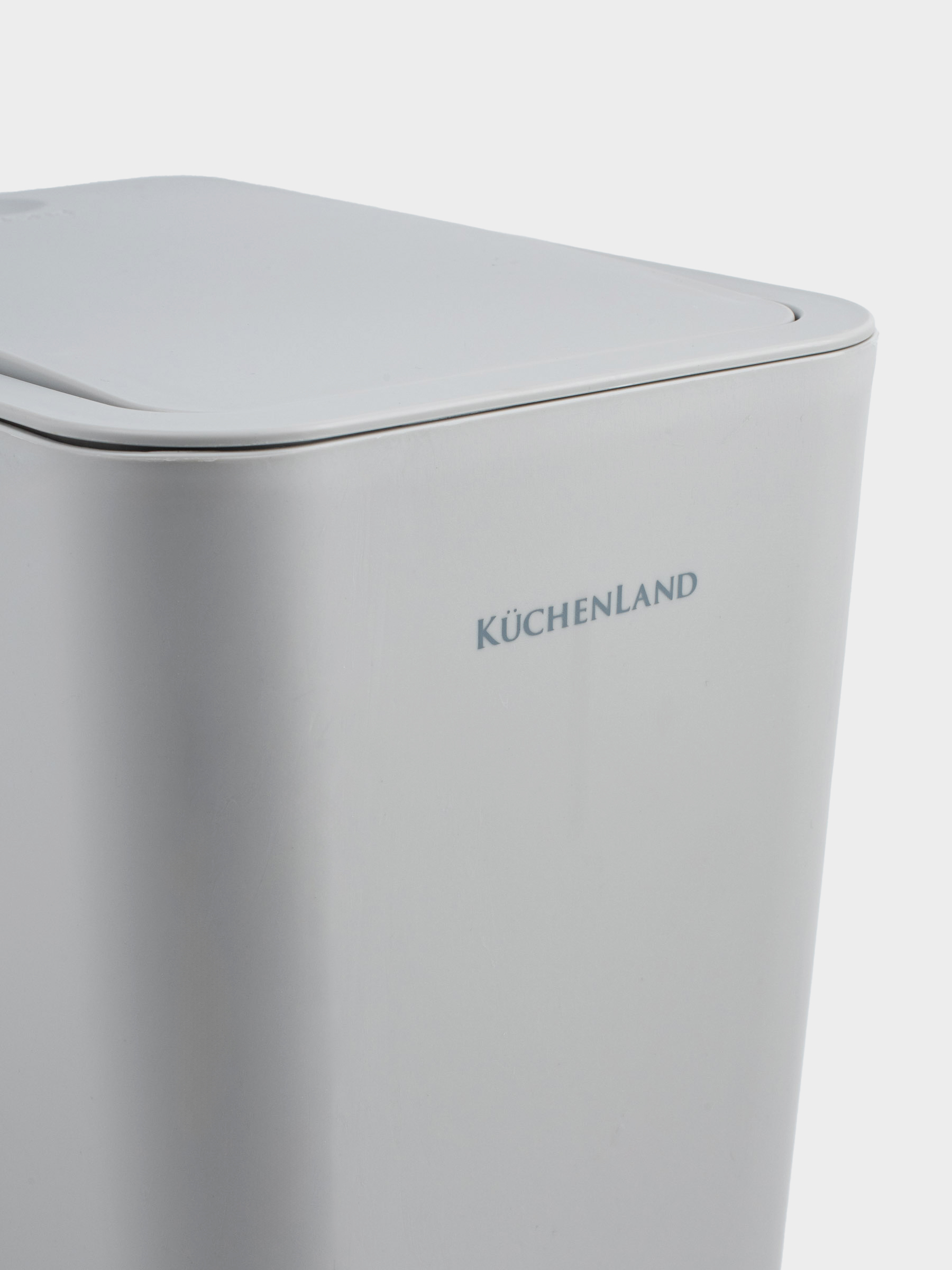 Trash can, 12 l, with button to open the lid, plastic, gray, Push new, image-4