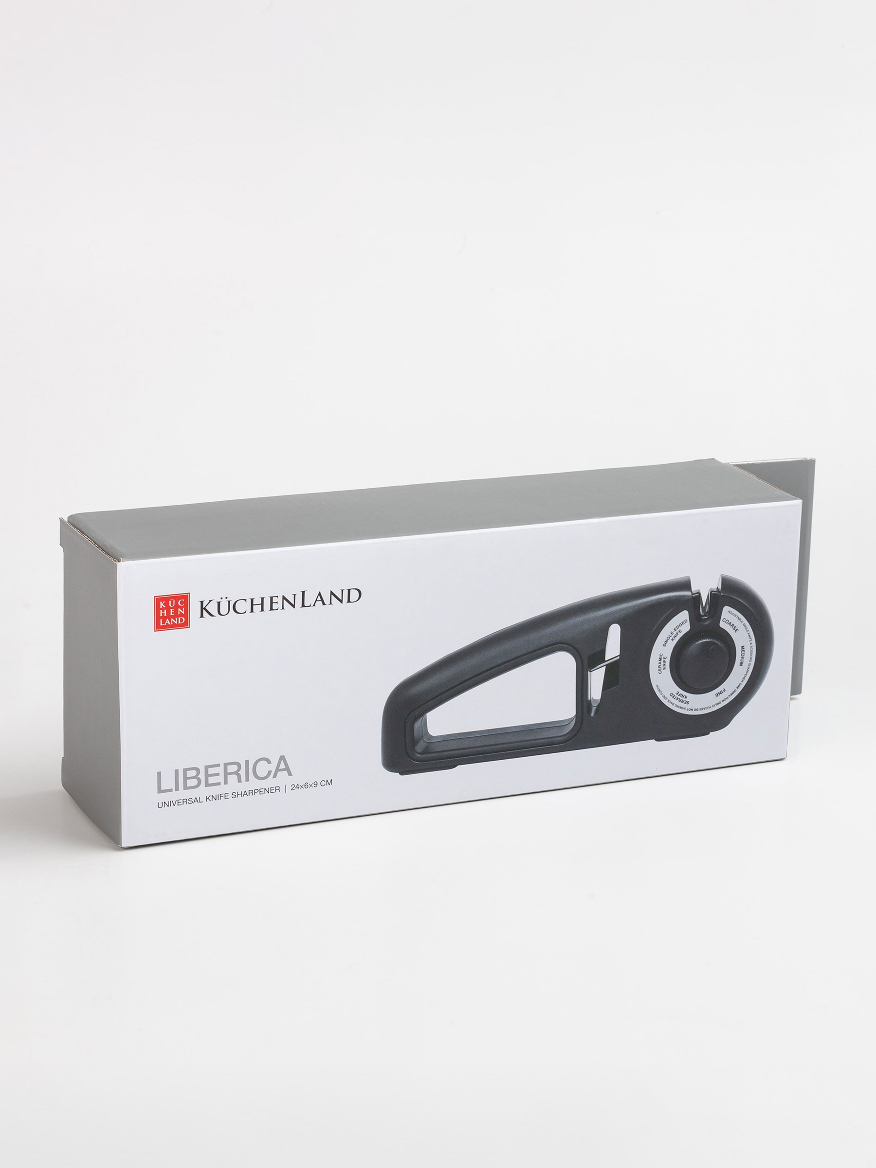 Knife and scissors sharpener, 24 cm, 3 stages/4 types of sharpening, plastic / ceramic, black, Liberica, image-3