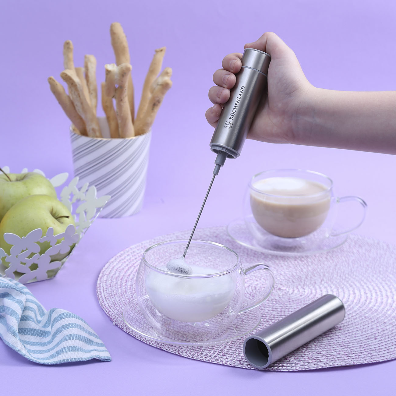 Milk frother, 24 cm, submersible, steel, Cappuccino, image-5