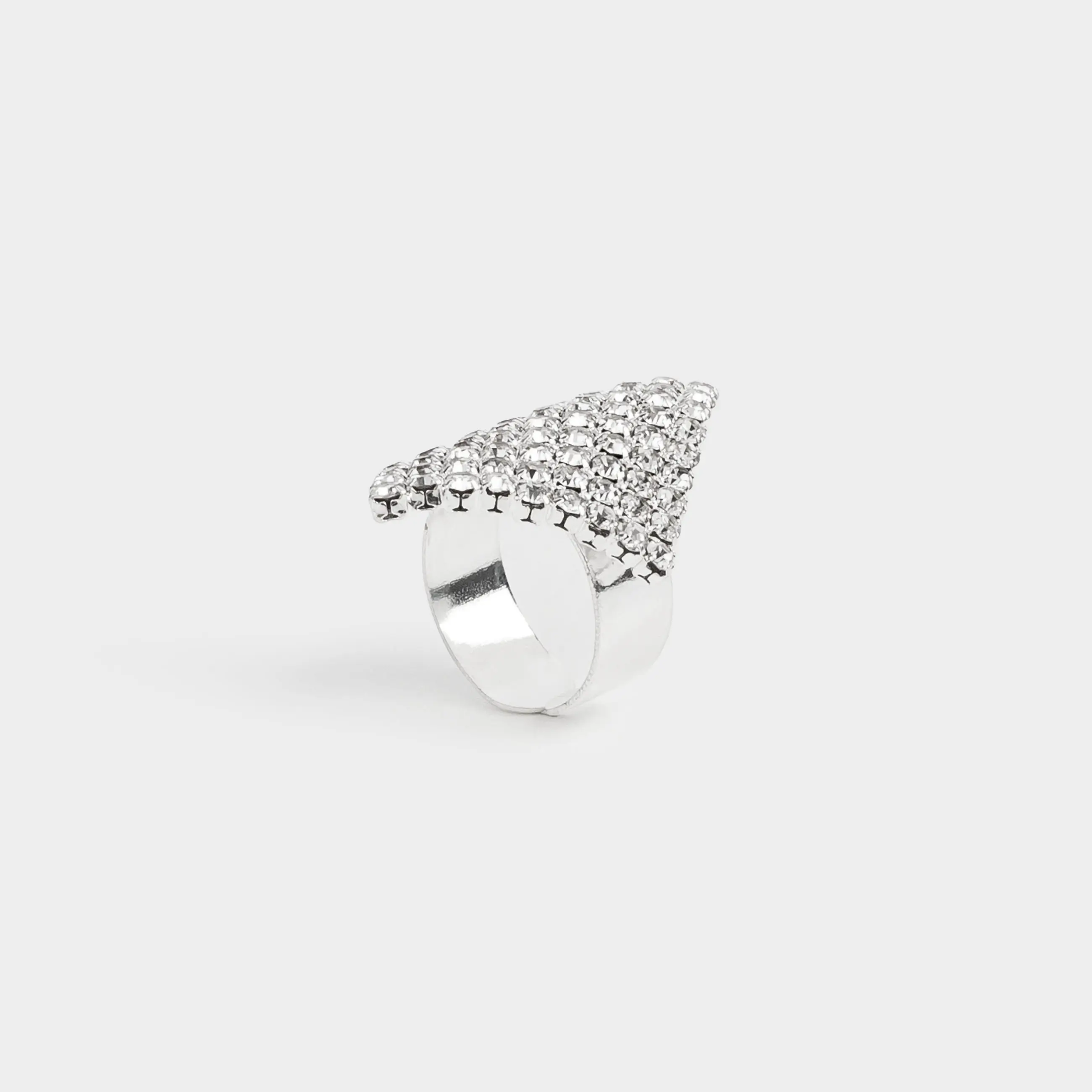 Ring, size S-M, single size, metal, silver, Crystals, Jewelry crystal, image-0