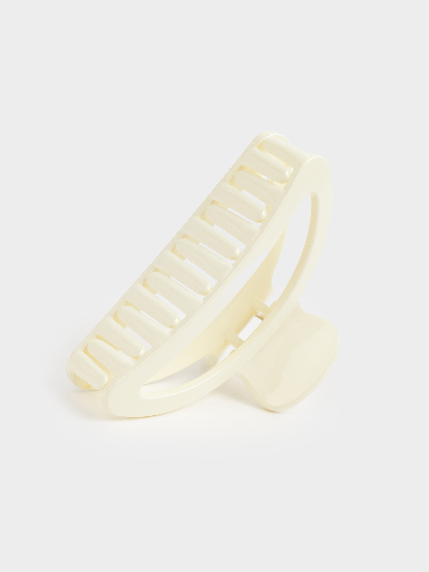 Hair clip, 9 cm, plastic, milk, Crab, Basic