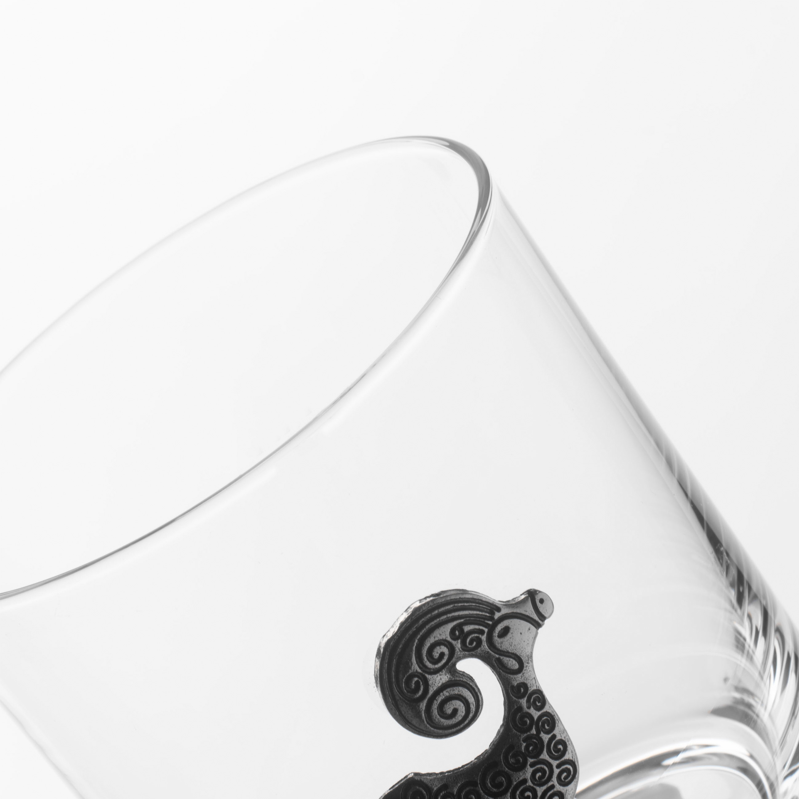 Whiskey glass, 10 cm, 340 ml, glass / metal, silver, Aries, Zodiac, image-3