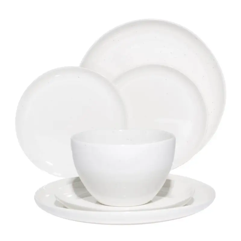 Dining set, 6 pers, 18 pr, porcelain N, milk, Dots, Boho