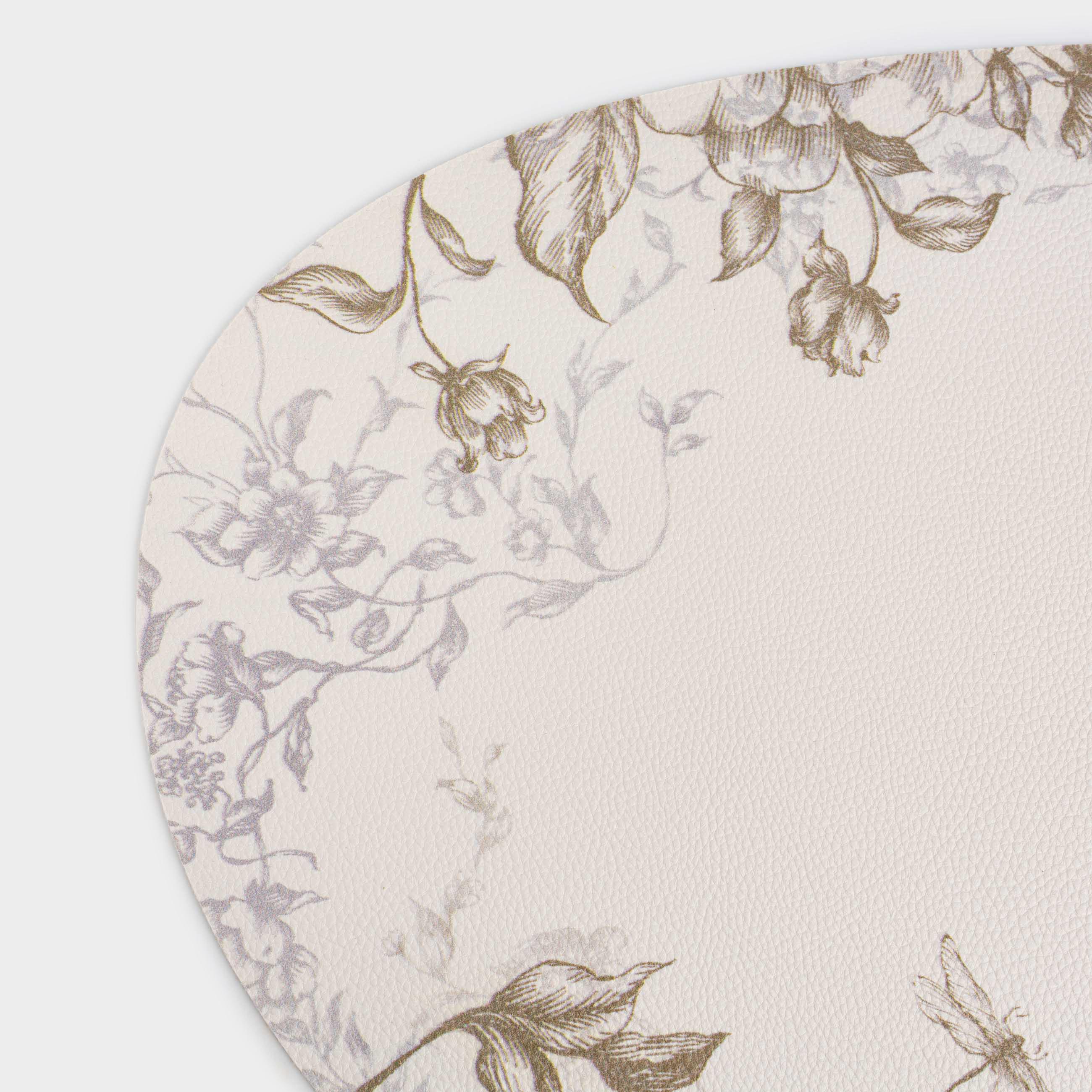 Placemat, 37x45 cm, PVC, curly, white, Graphic flowers, Rock print, image-3