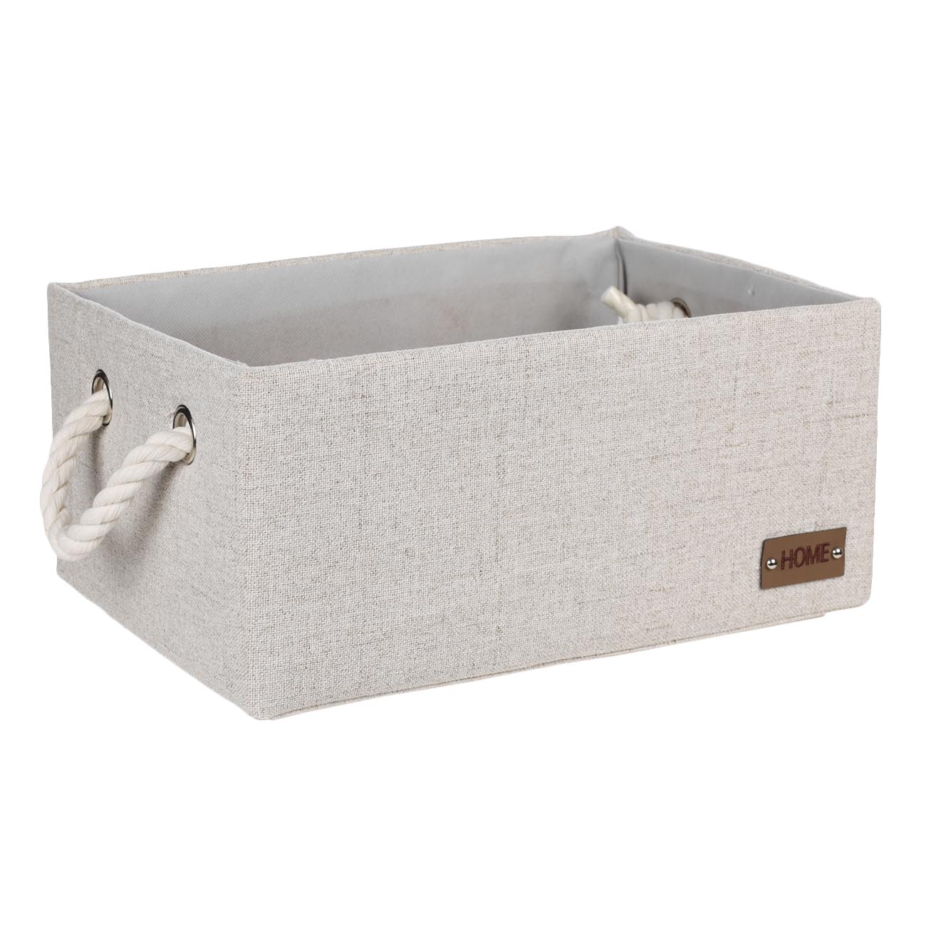 Storage basket, 33x23x15 cm, with handles, polyester, rectangular, Beige, Everyday, image-2
