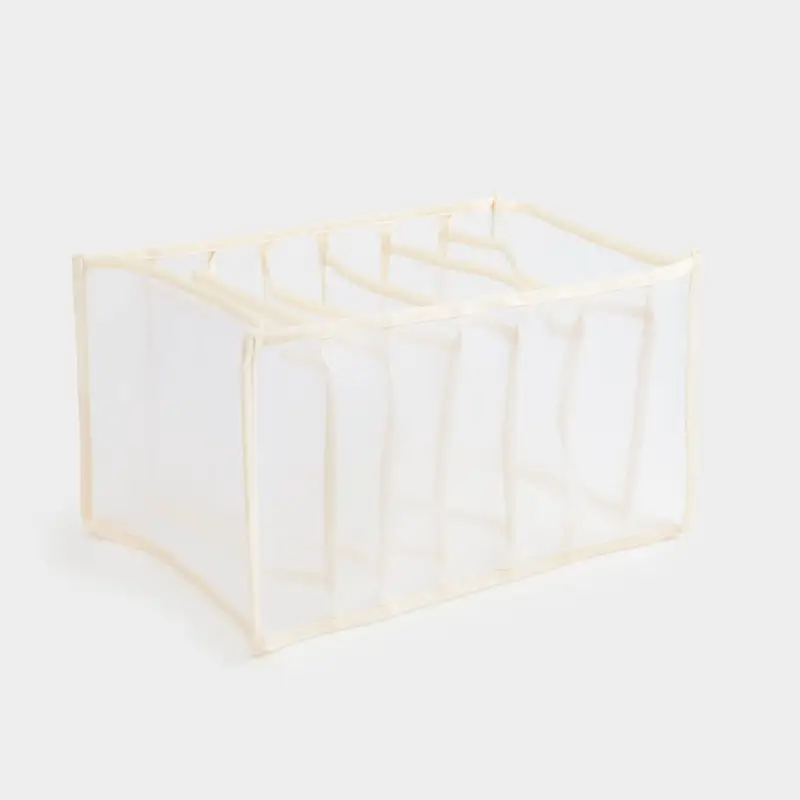 Organizer-divider for drawers, 36x25 cm, 7 units, textile, beige, Pedant light