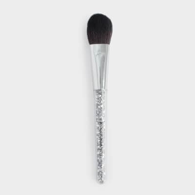 Foundation brush, 15 cm, artificial pile / plastic, Silver, Beauty makeup, image-0