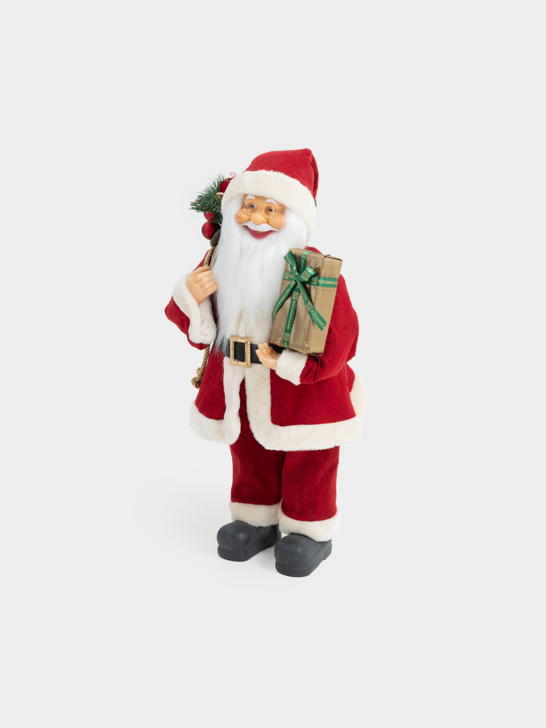 Decorative item, 60 cm, soft, plastic / polyester, Santa with bag and gift, Magic time, image-1