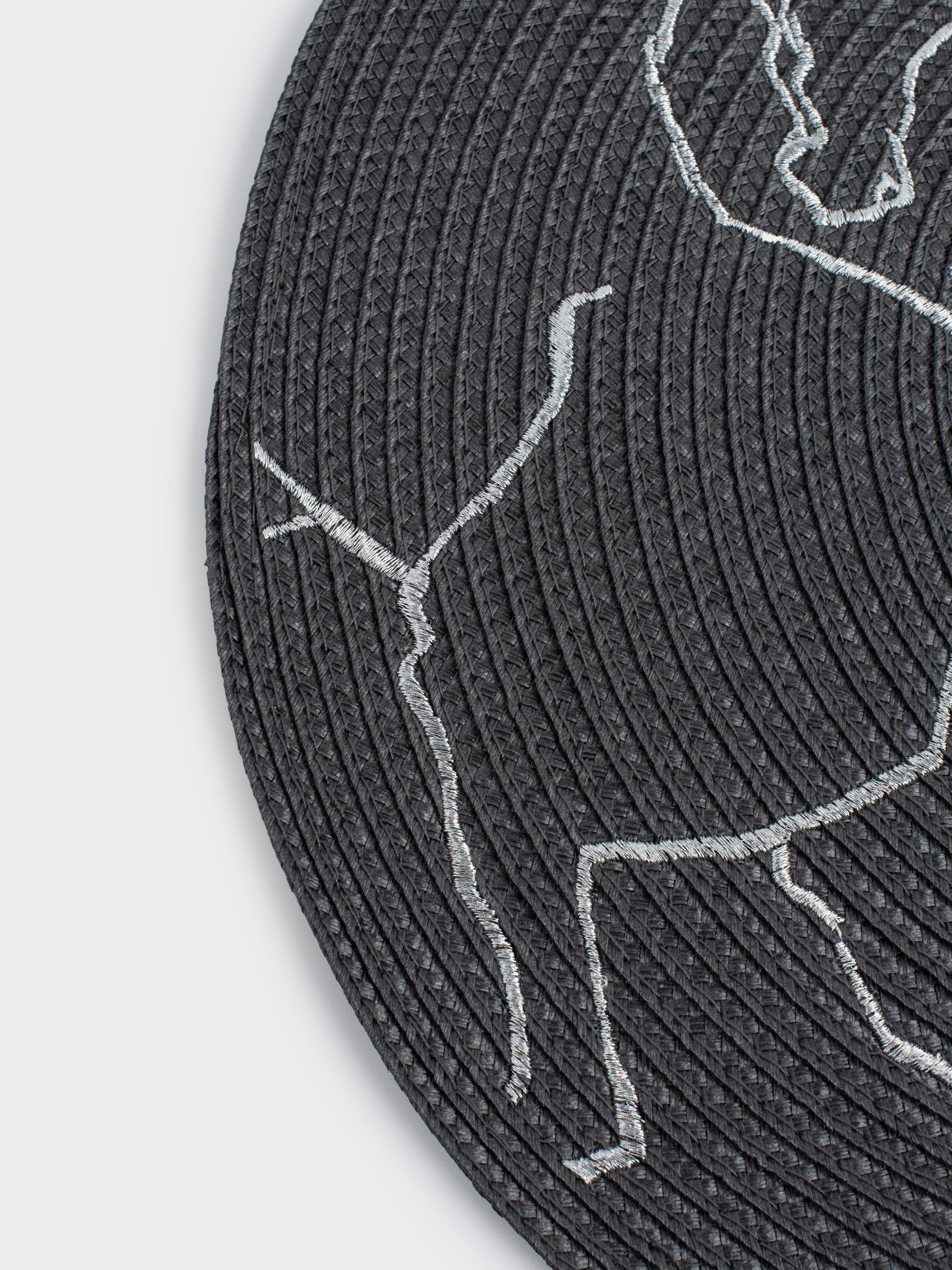 Placemat, 38 cm, polyester, round, dark grey, Horses, Circle embroidery, image-4