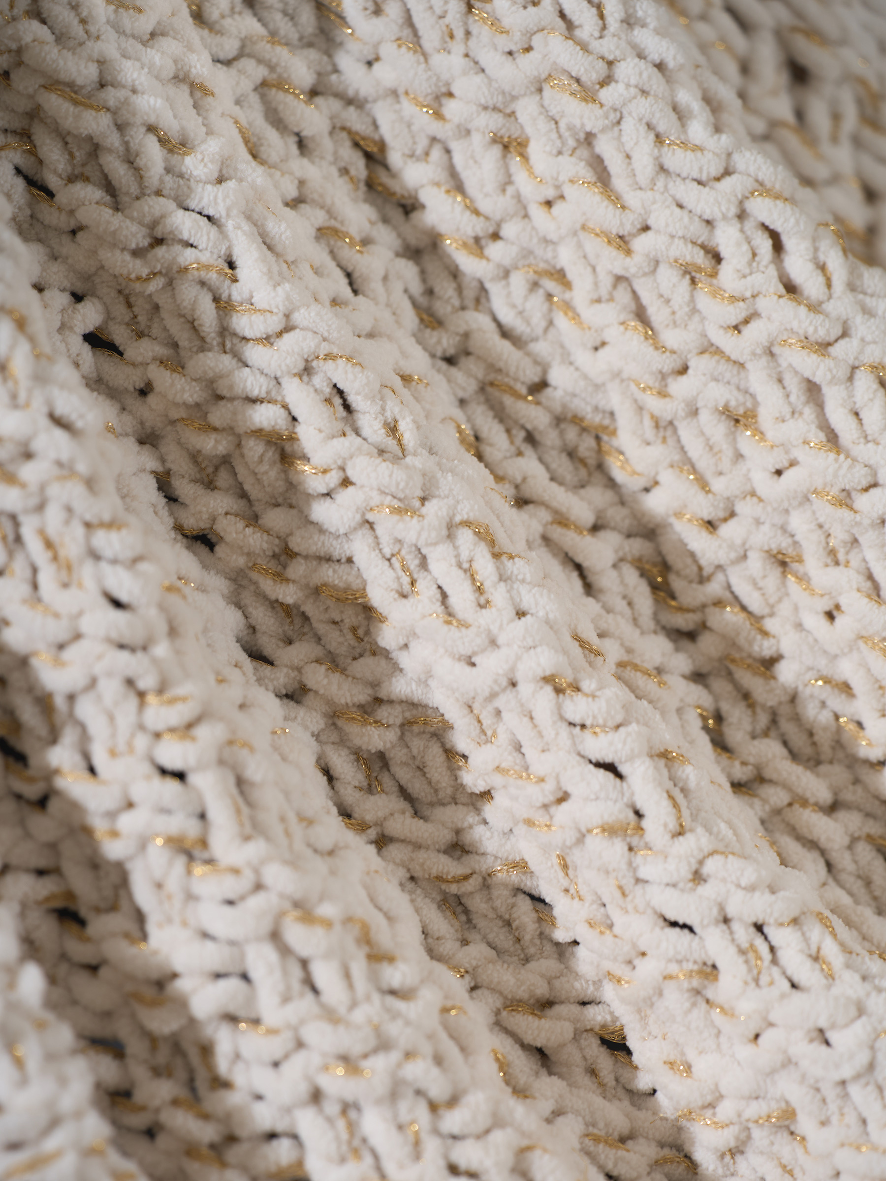 Plaid, 127x152 cm, knitted, polyester, Ivory, Neutral, image-3