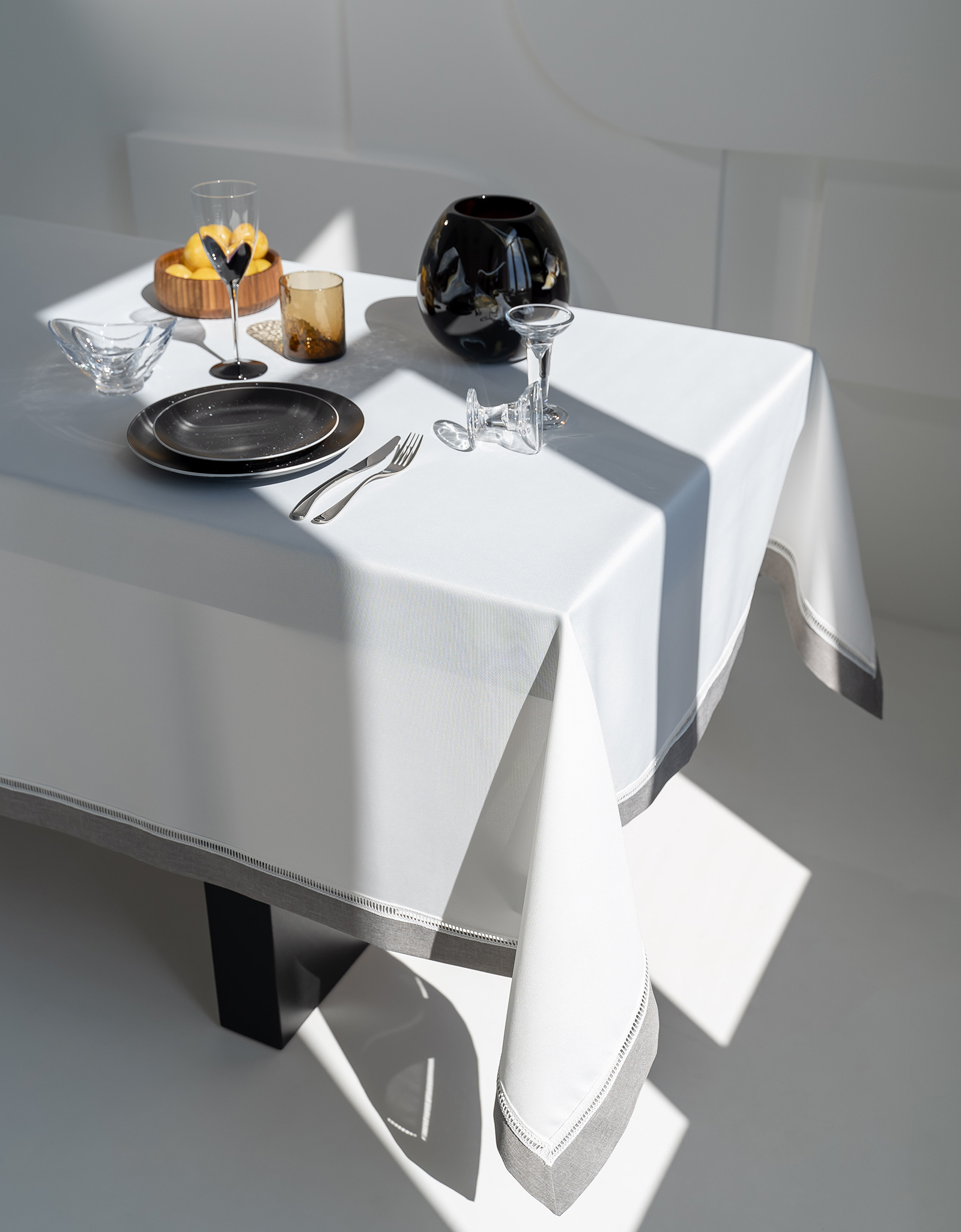 Tablecloth, 170x250 cm, polyester, white-gray, milkyy way